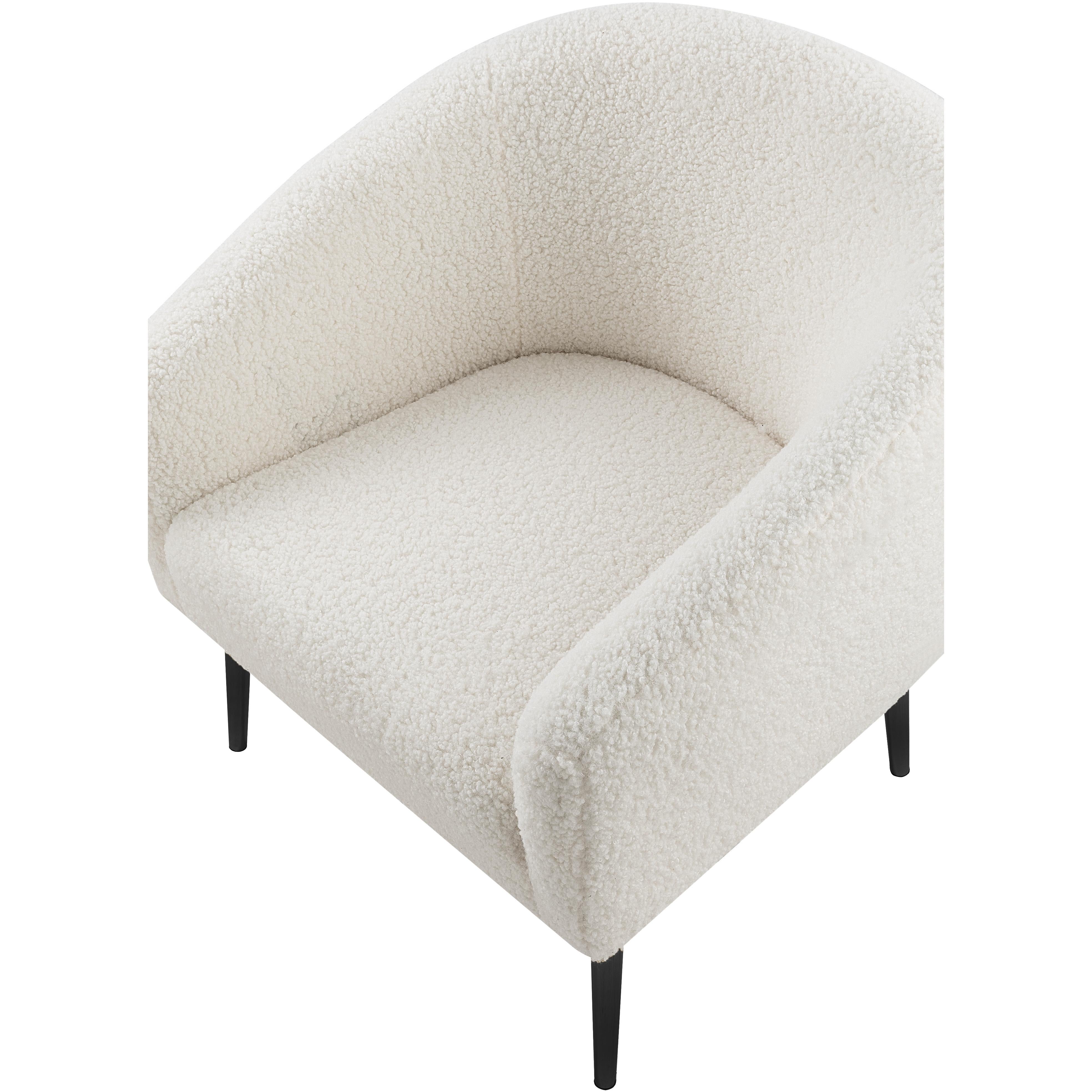 Meridian Barlow White Faux Sheepskin Fur Accent Chair