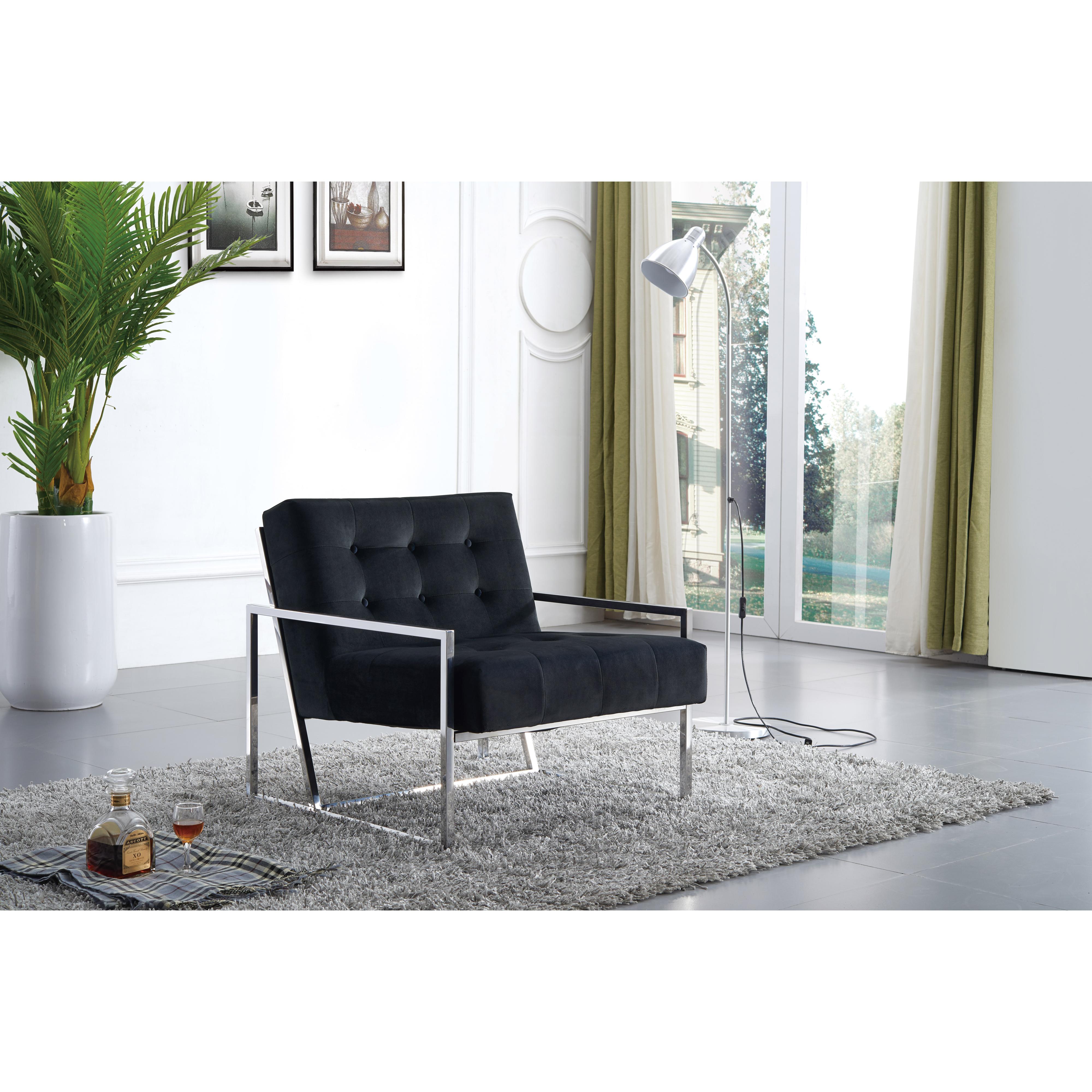 Meridian Alexis Black Velvet Accent Chair