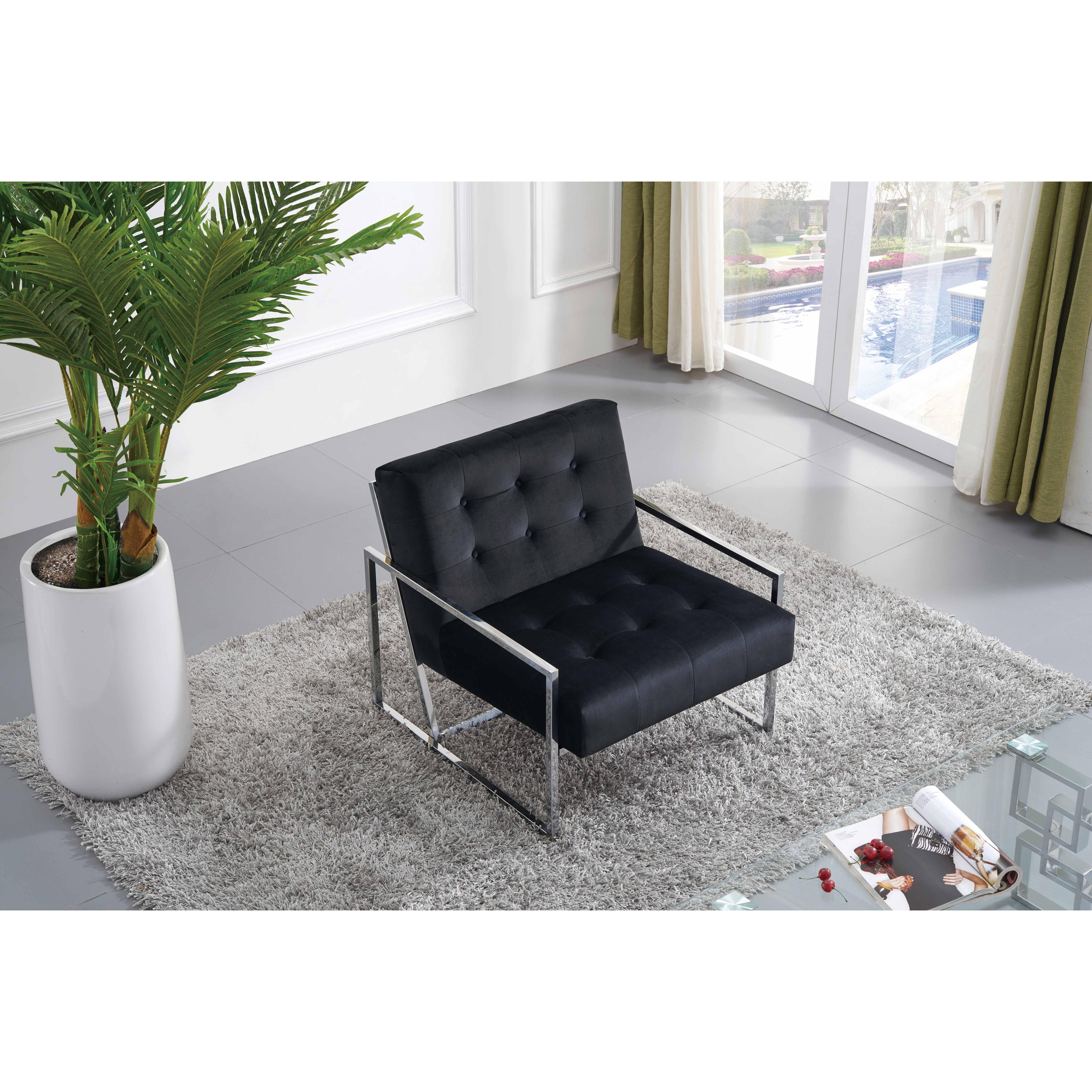 Meridian Alexis Black Velvet Accent Chair