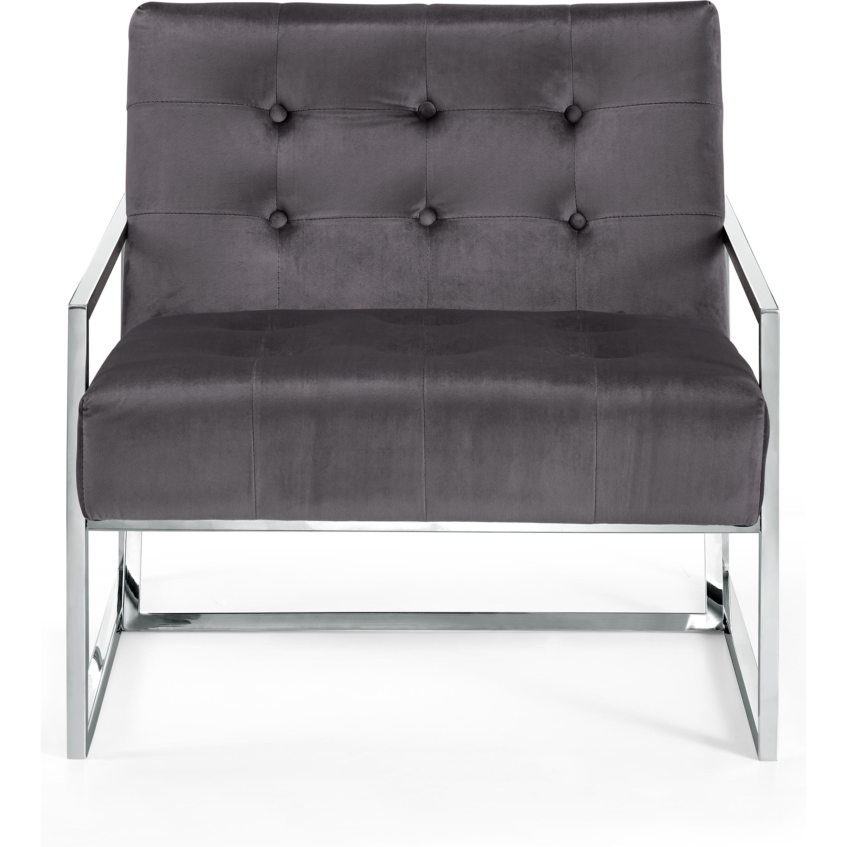 Meridian Alexis Grey Velvet Accent Chair