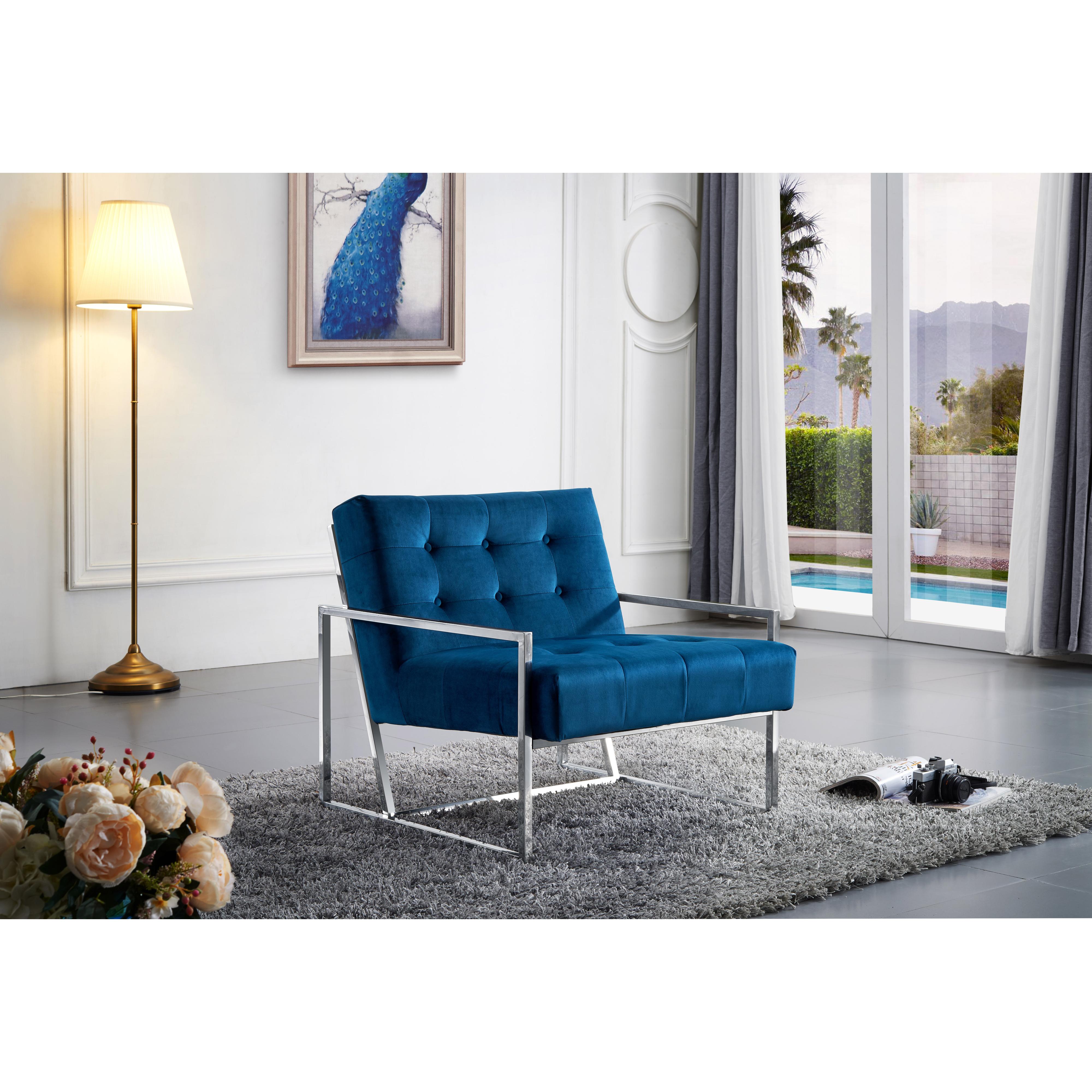 Meridian Alexis Navy Velvet Accent Chair