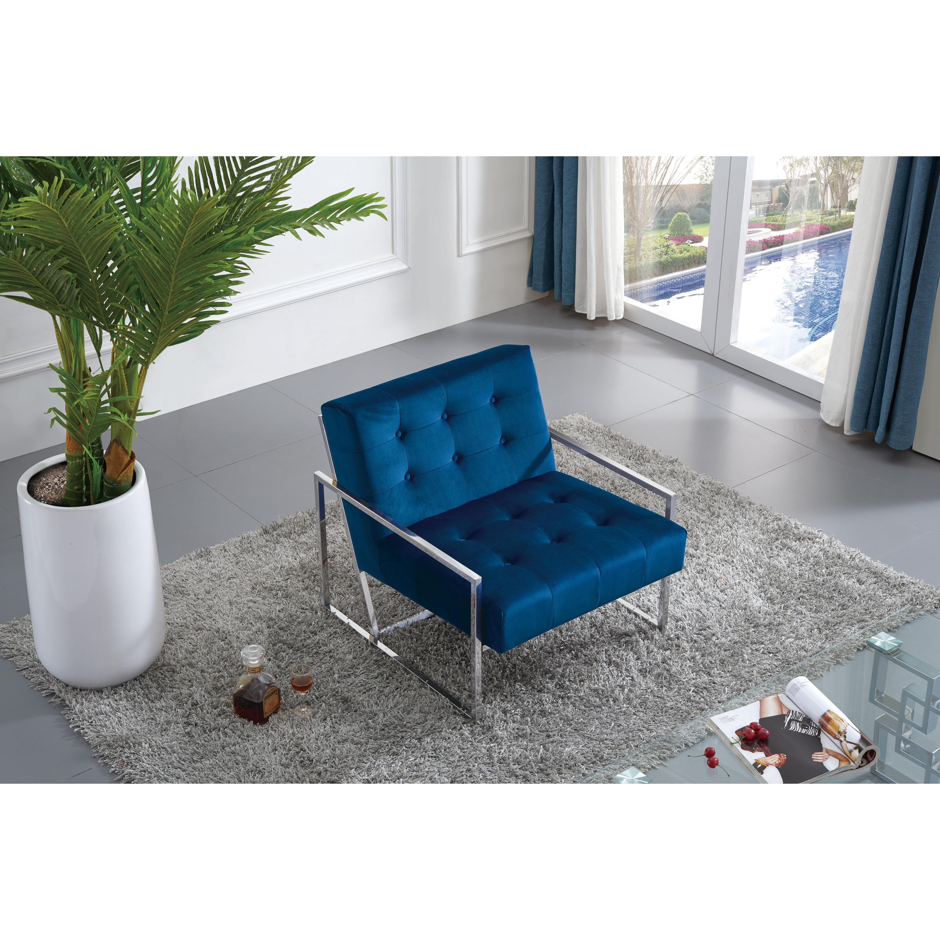 Meridian Alexis Navy Velvet Accent Chair