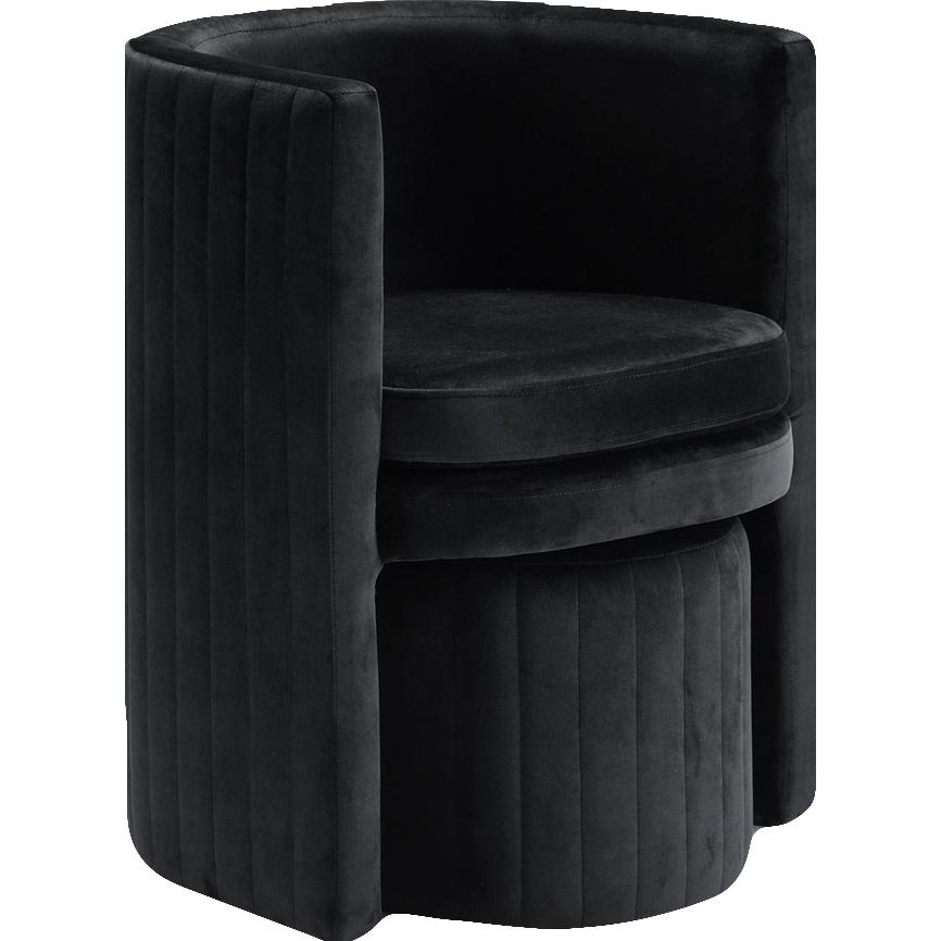 Meridian Selena Black Velvet Accent Chair and Ottoman Set