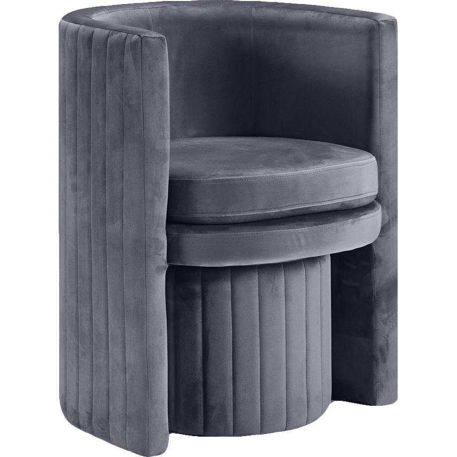 Meridian Selena Grey Velvet Accent Chair and Ottoman Set