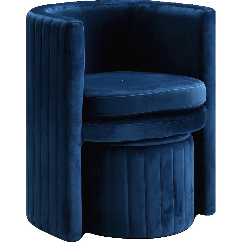 Meridian Selena Navy Velvet Accent Chair and Ottoman Set