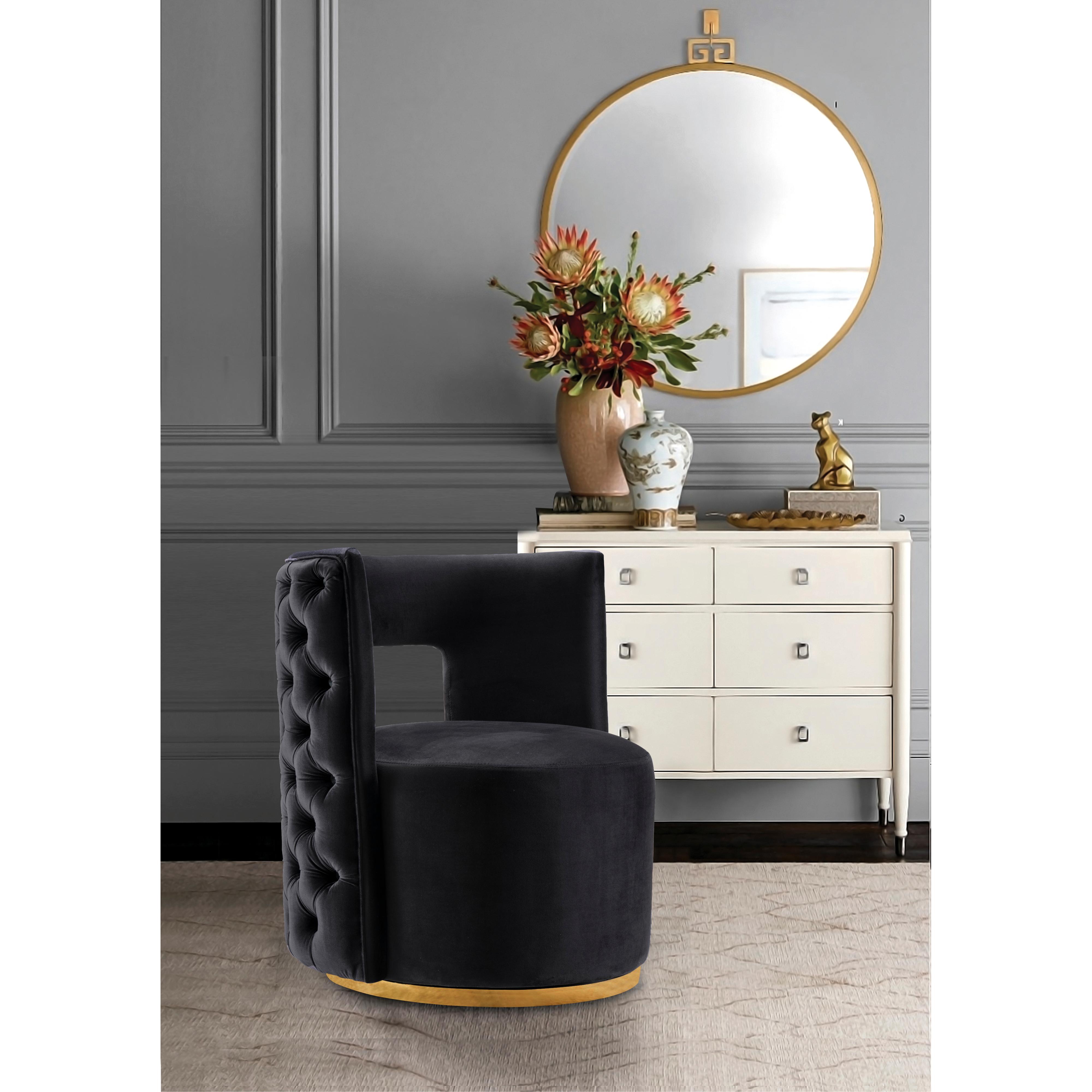 Meridian Theo Black Velvet Accent Chair