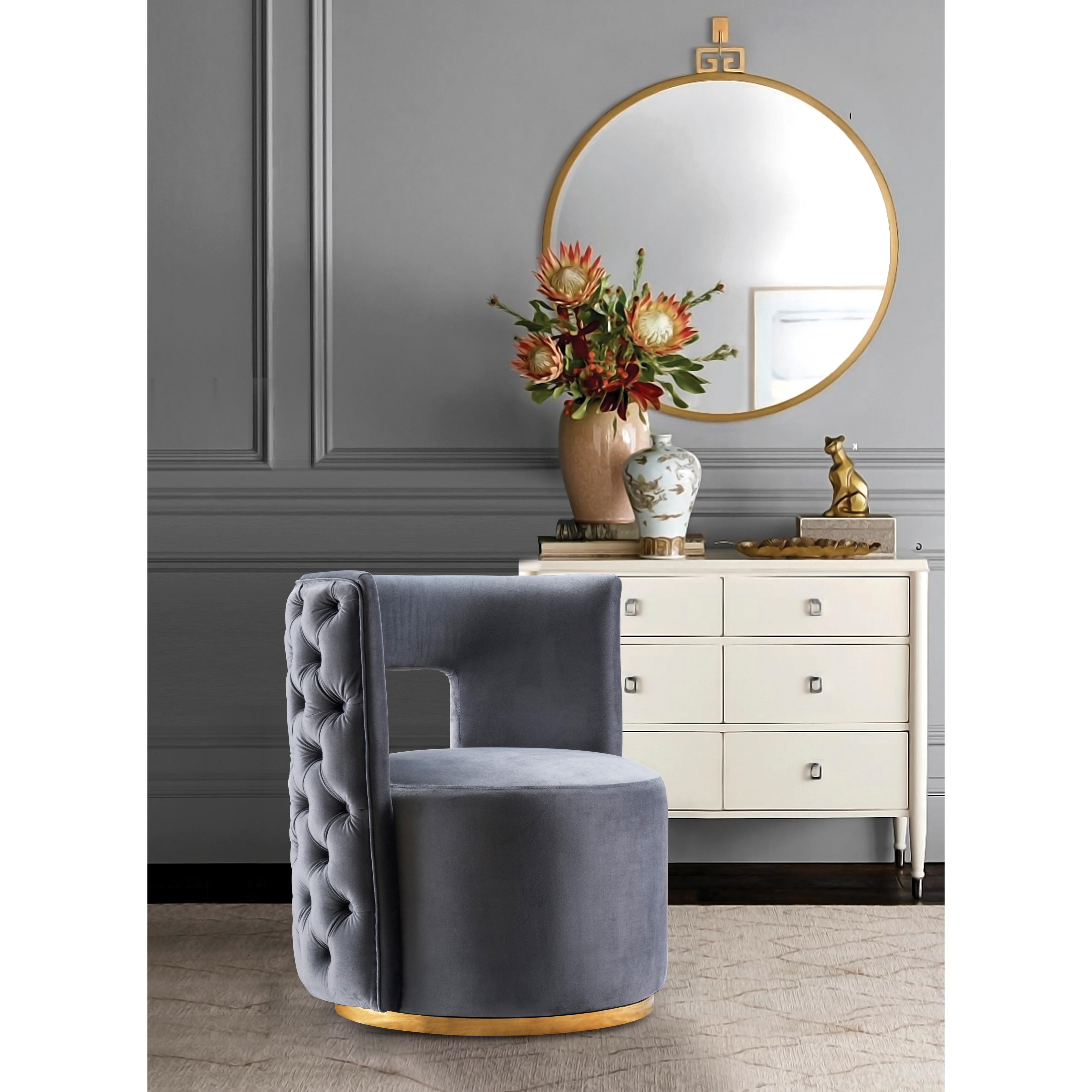 Meridian Theo Grey Velvet Accent Chair