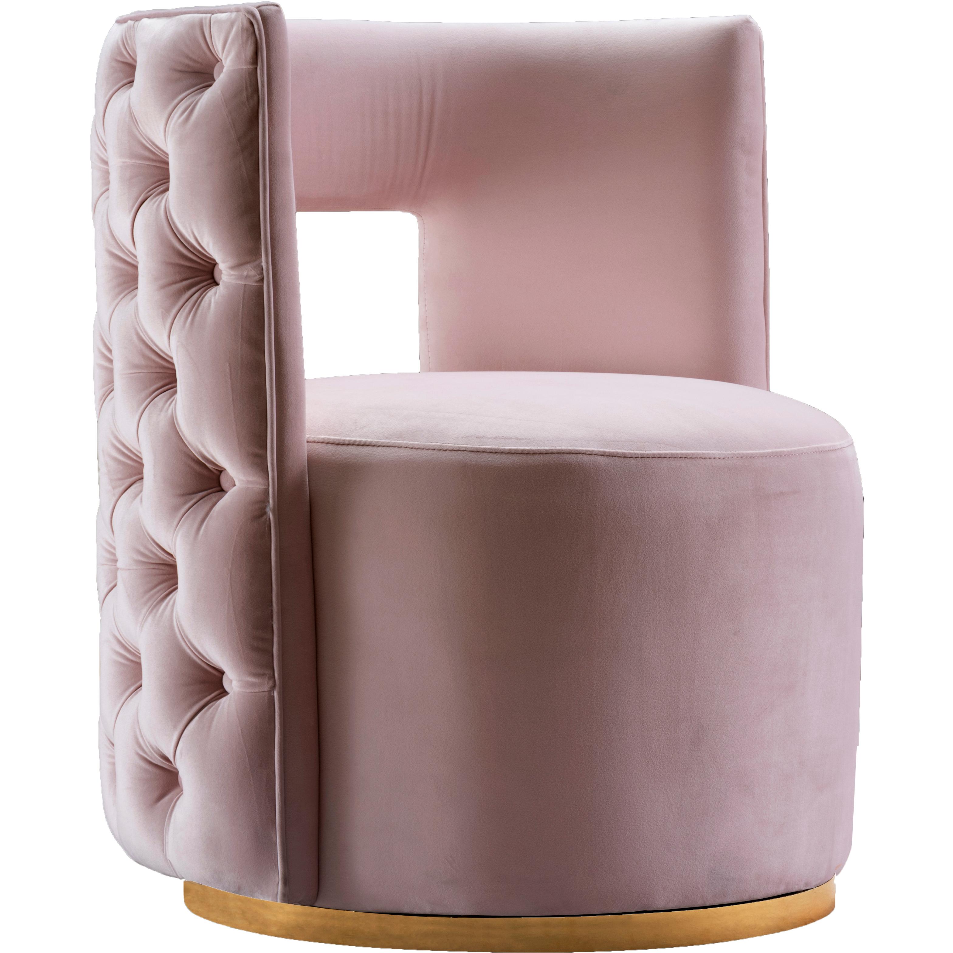 Meridian Theo Pink Velvet Accent Chair