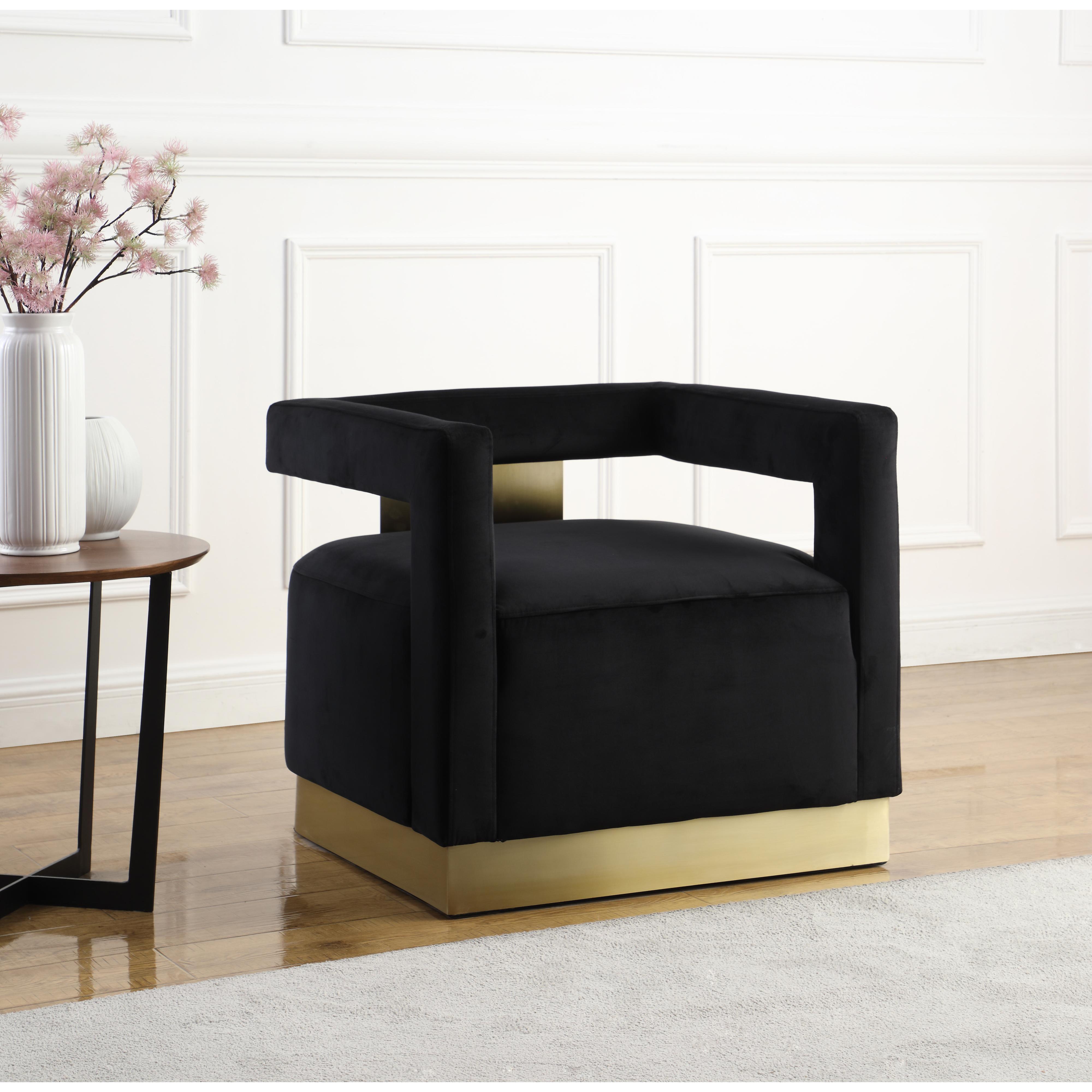 Meridian Armani Black Velvet Accent Chair