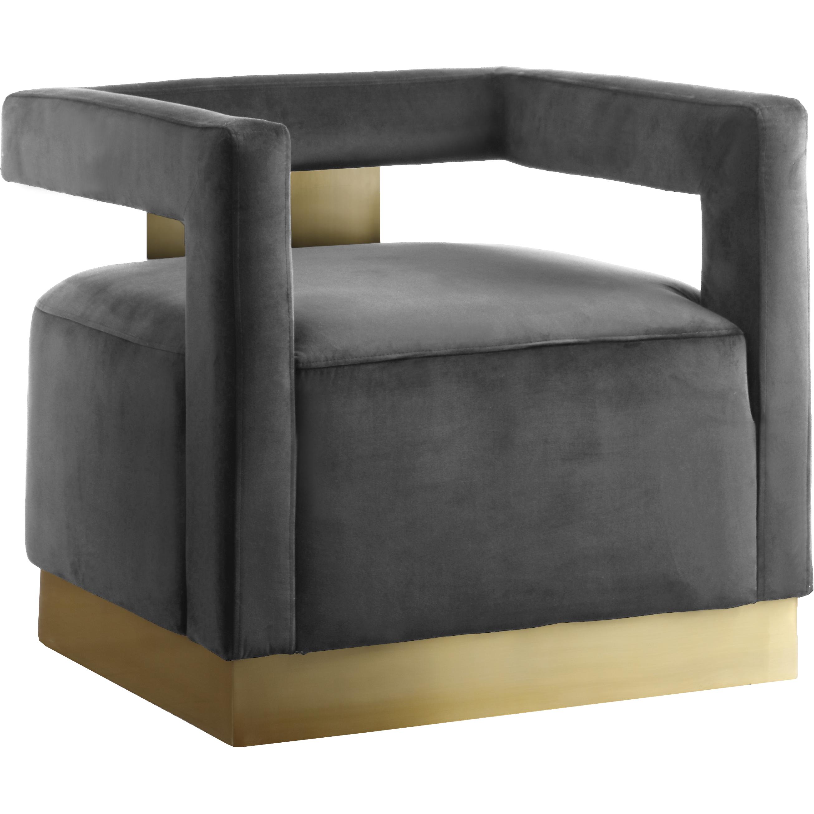 Meridian Armani Grey Velvet Accent Chair