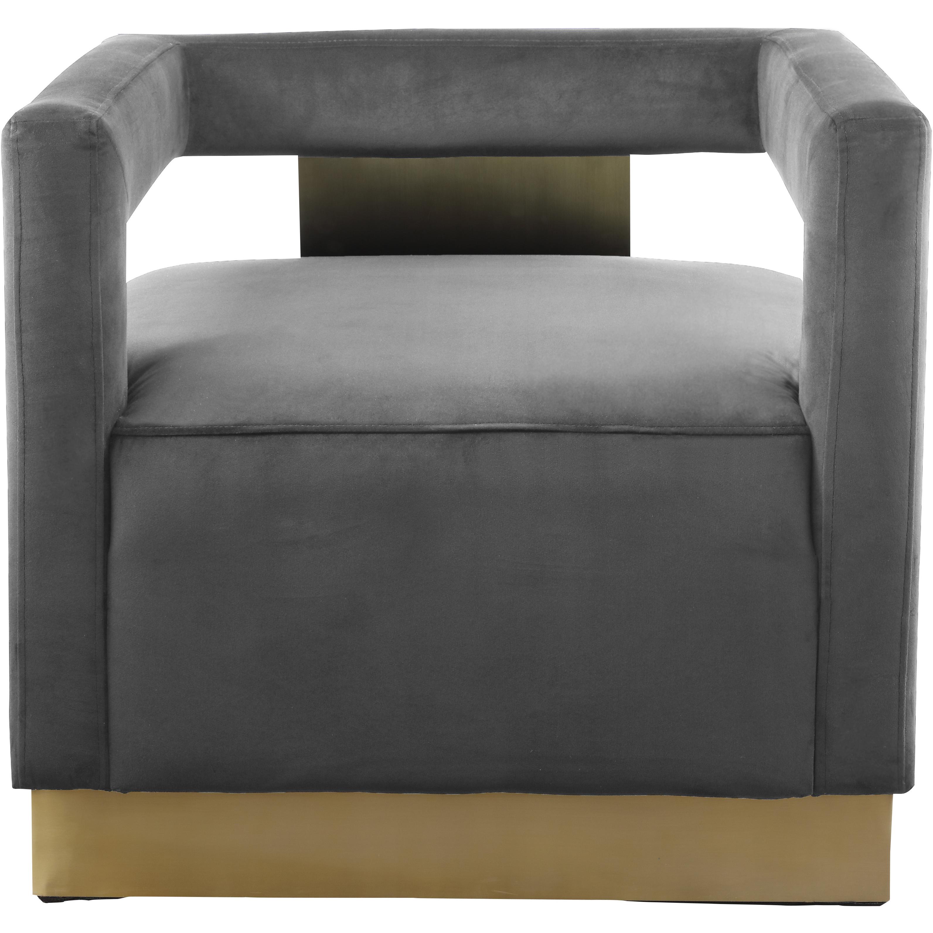 Meridian Armani Grey Velvet Accent Chair