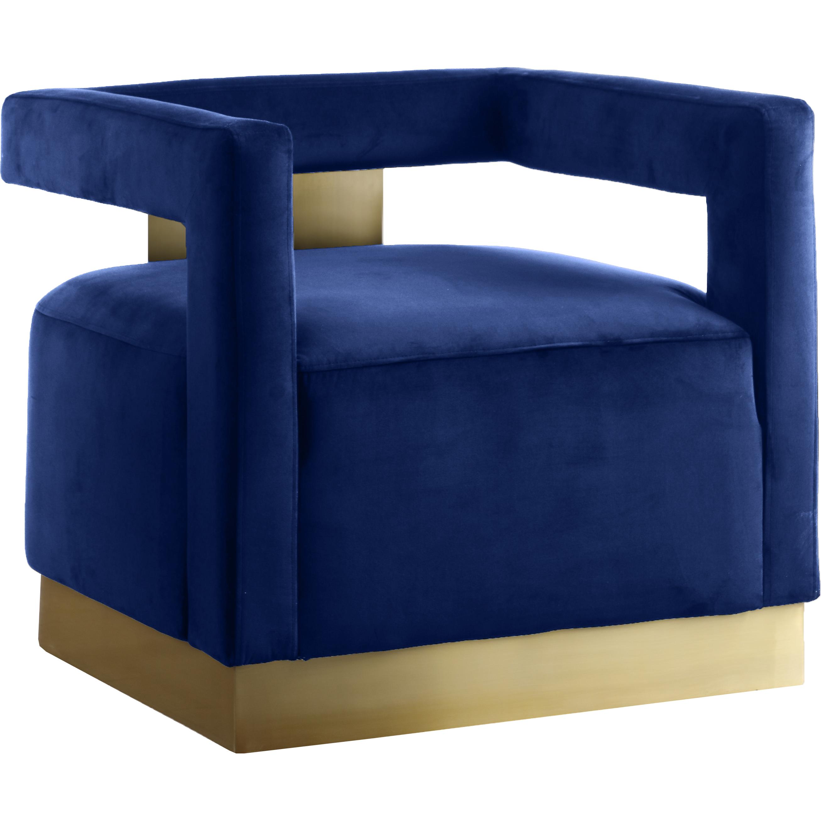 Meridian Armani Navy Velvet Accent Chair