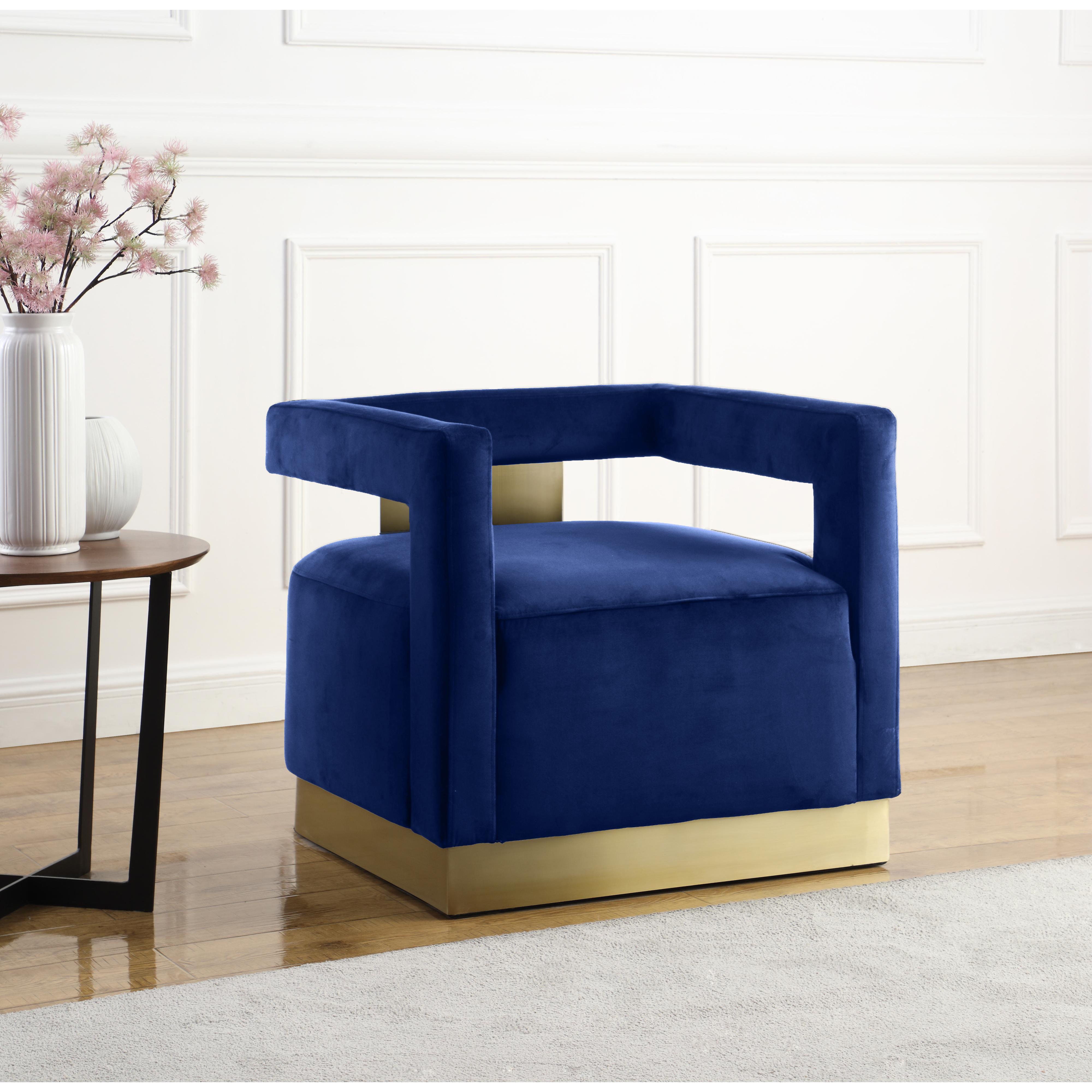 Meridian Armani Navy Velvet Accent Chair