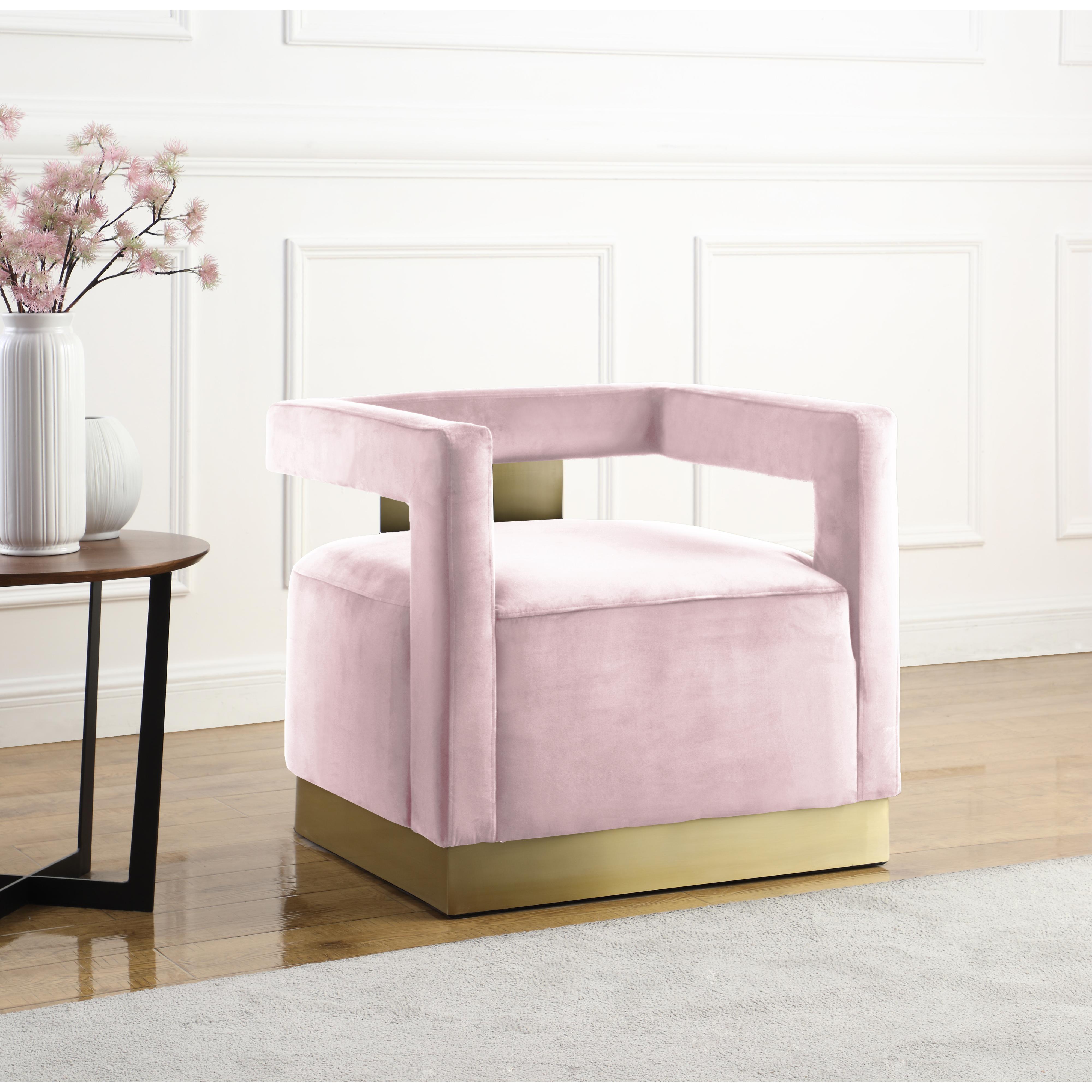 Meridian Armani Pink Velvet Accent Chair