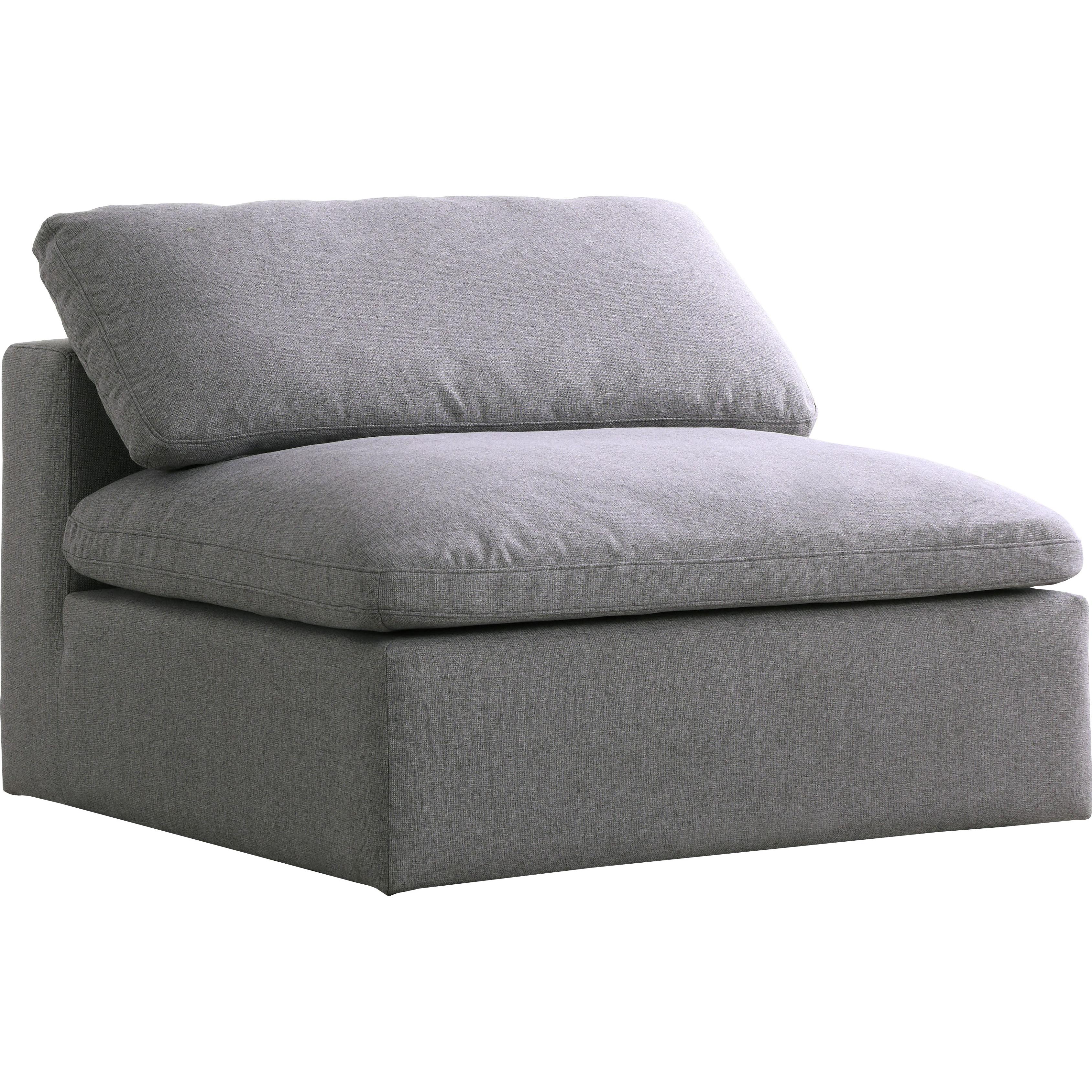 Meridian Serene Grey Linen Textured Fabric Deluxe Comfort Modular Armless Chair