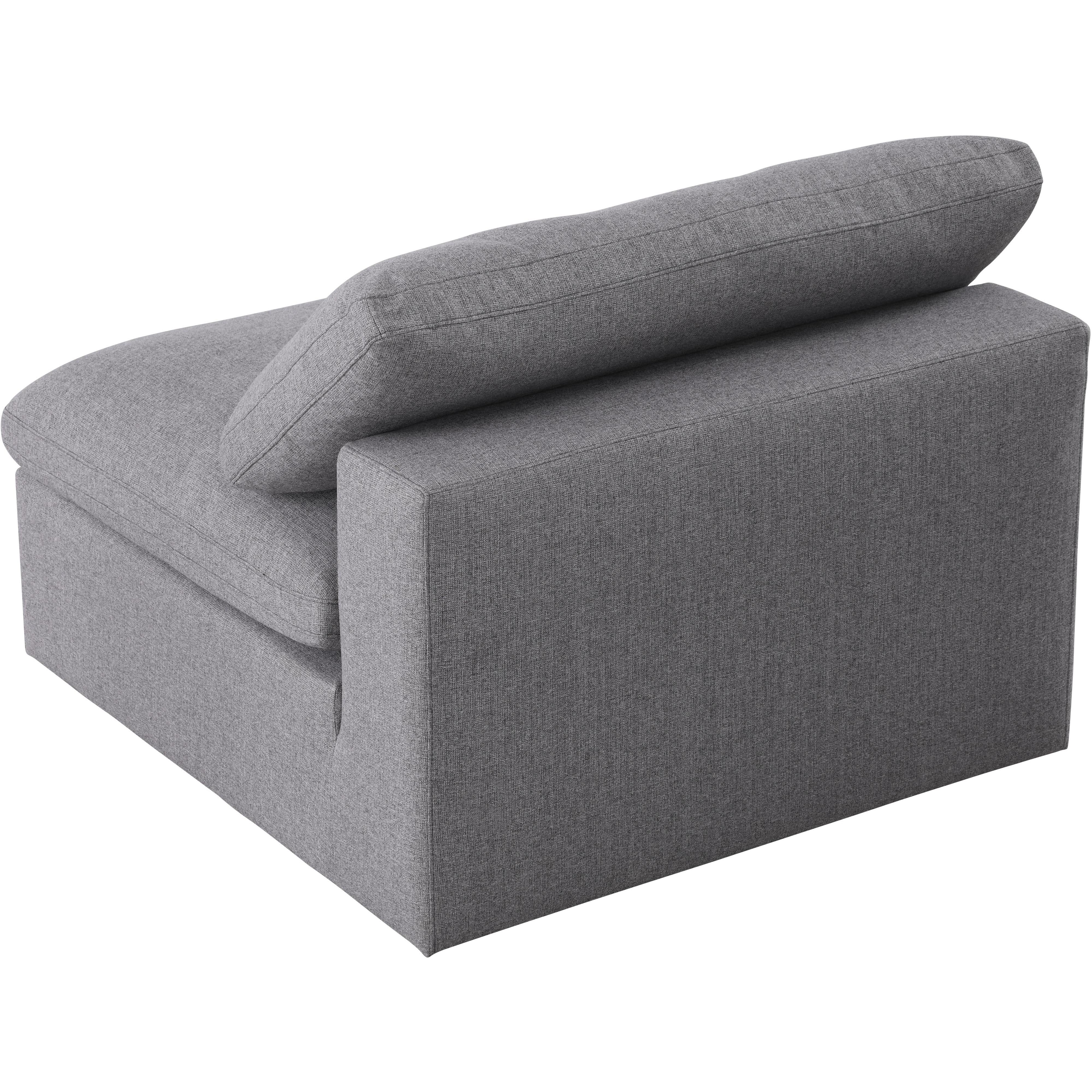 Meridian Serene Grey Linen Textured Fabric Deluxe Comfort Modular Armless Chair