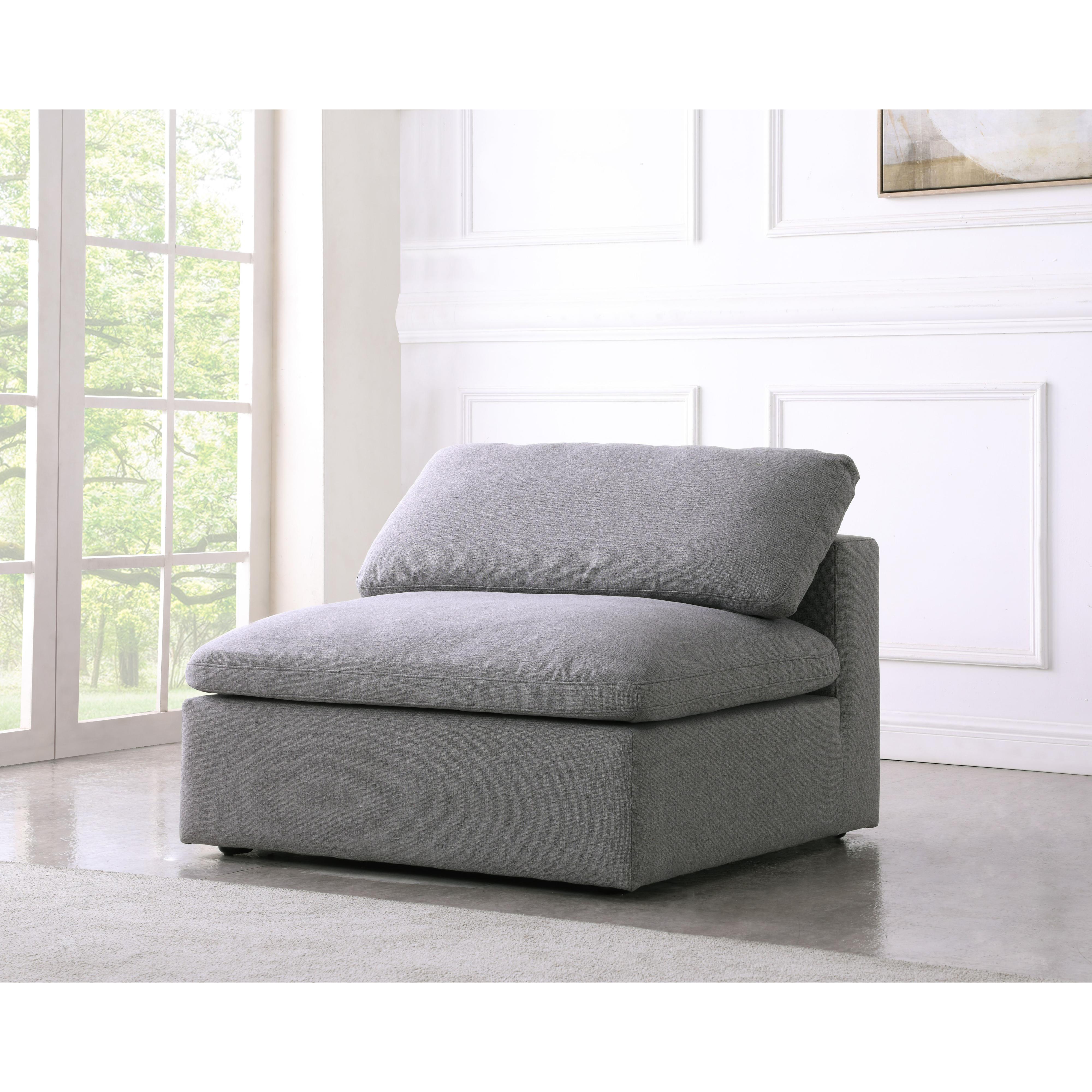 Meridian Serene Grey Linen Textured Fabric Deluxe Comfort Modular Armless Chair