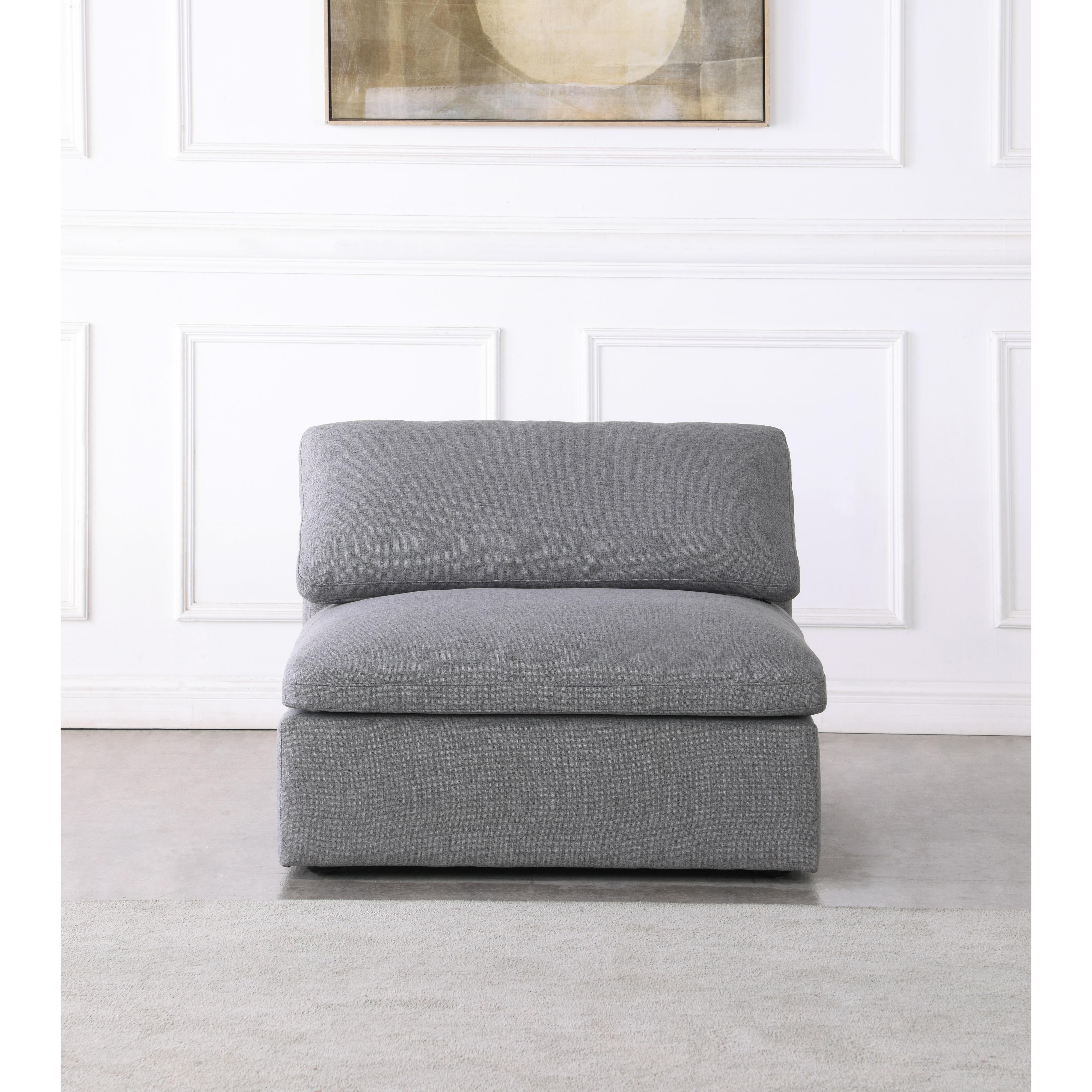 Meridian Serene Grey Linen Textured Fabric Deluxe Comfort Modular Armless Chair