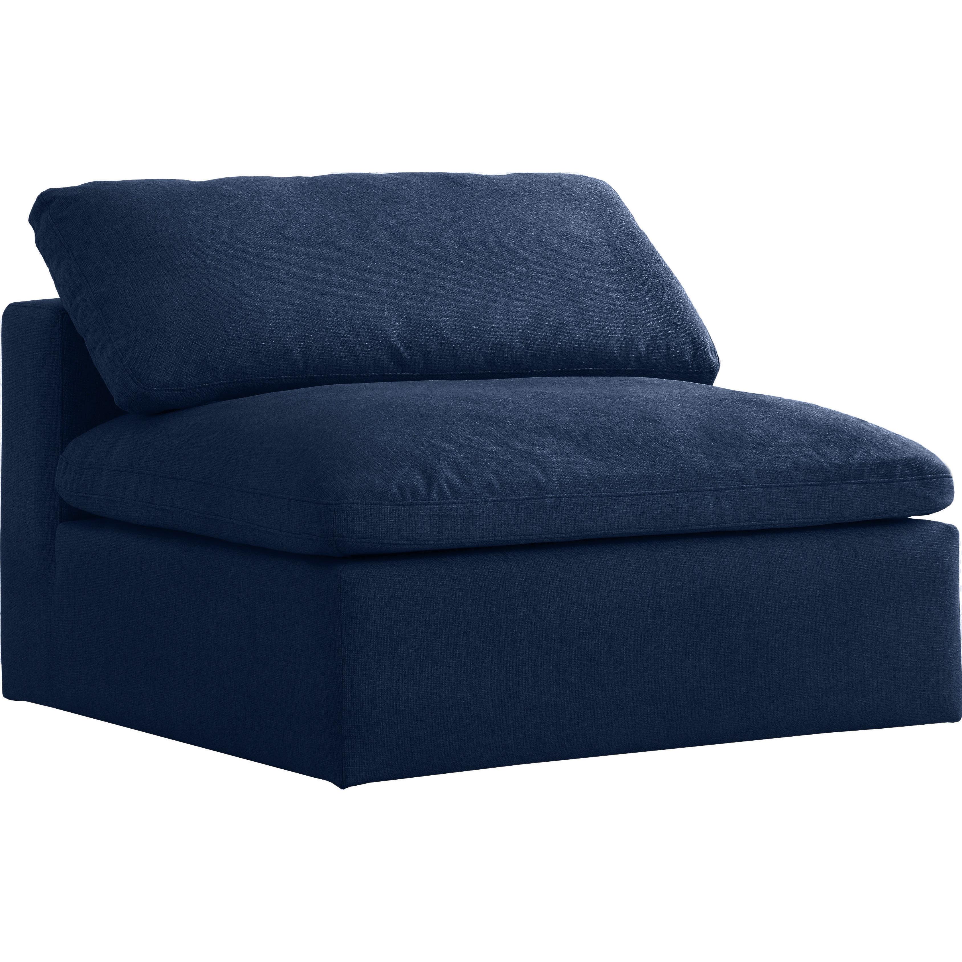 Meridian Serene Navy Linen Textured Fabric Deluxe Comfort Modular Armless Chair