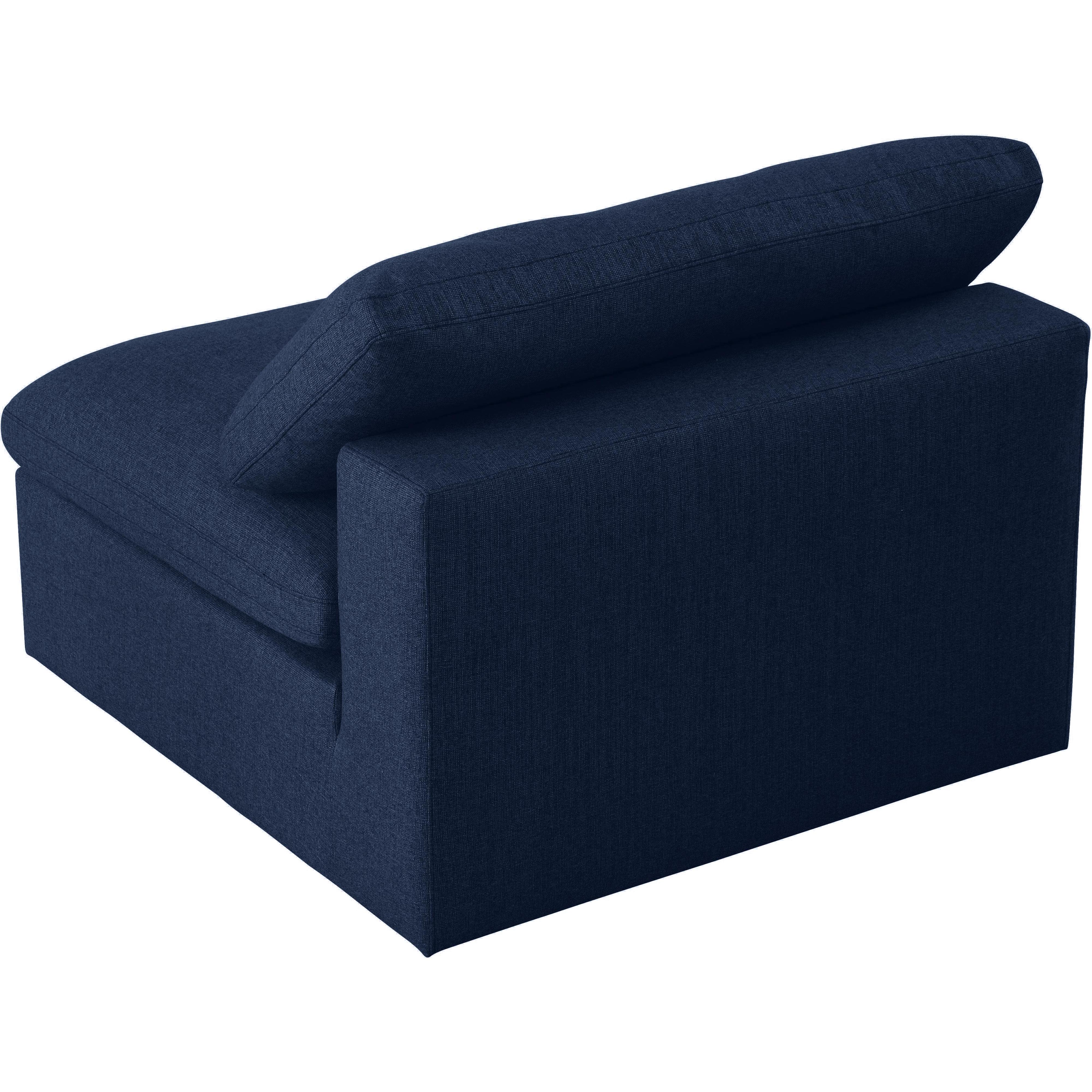 Meridian Serene Navy Linen Textured Fabric Deluxe Comfort Modular Armless Chair