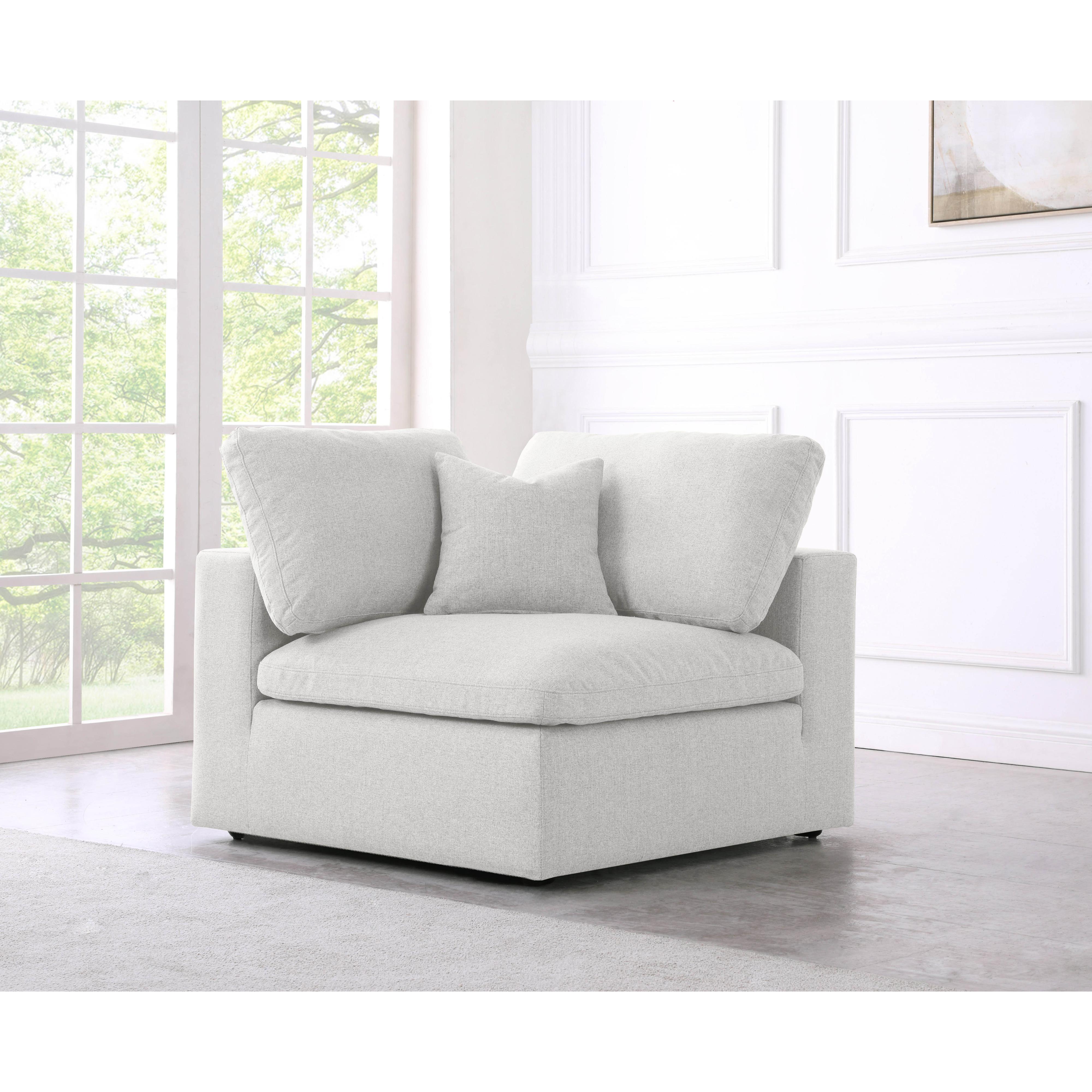 Meridian Serene Cream Linen Textured Fabric Deluxe Comfort Modular Corner Chair