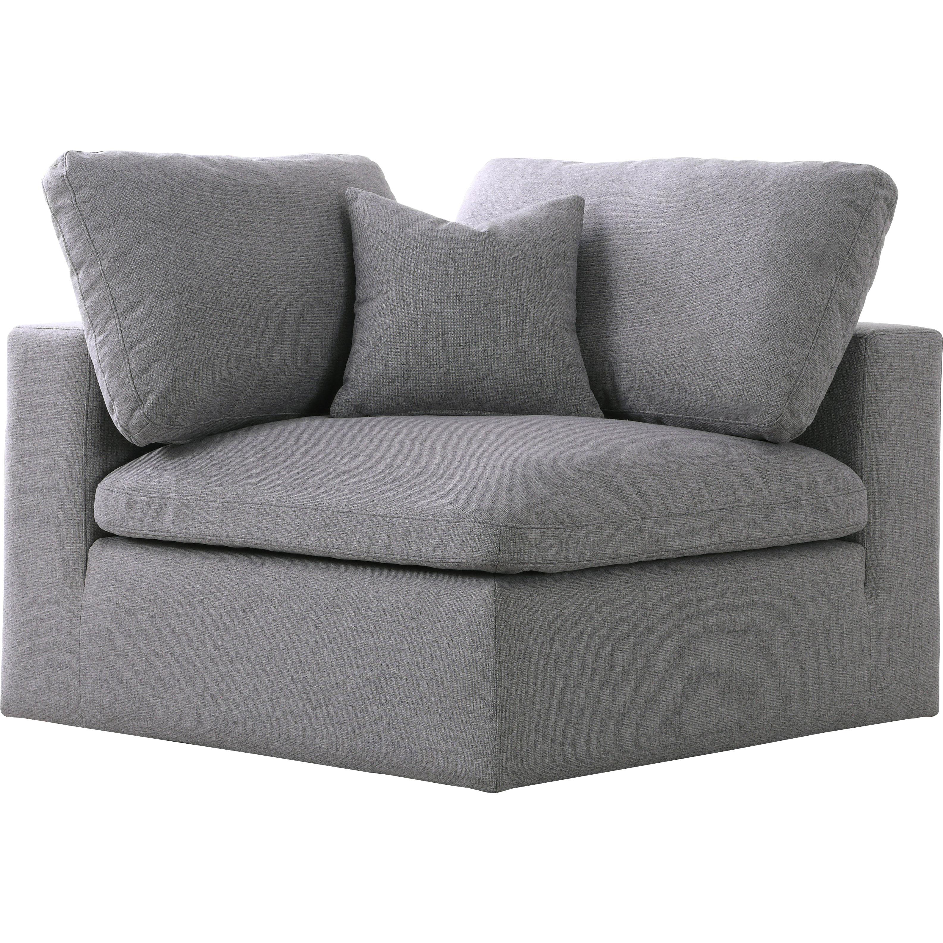 Meridian Serene Grey Linen Textured Fabric Deluxe Comfort Modular Corner Chair