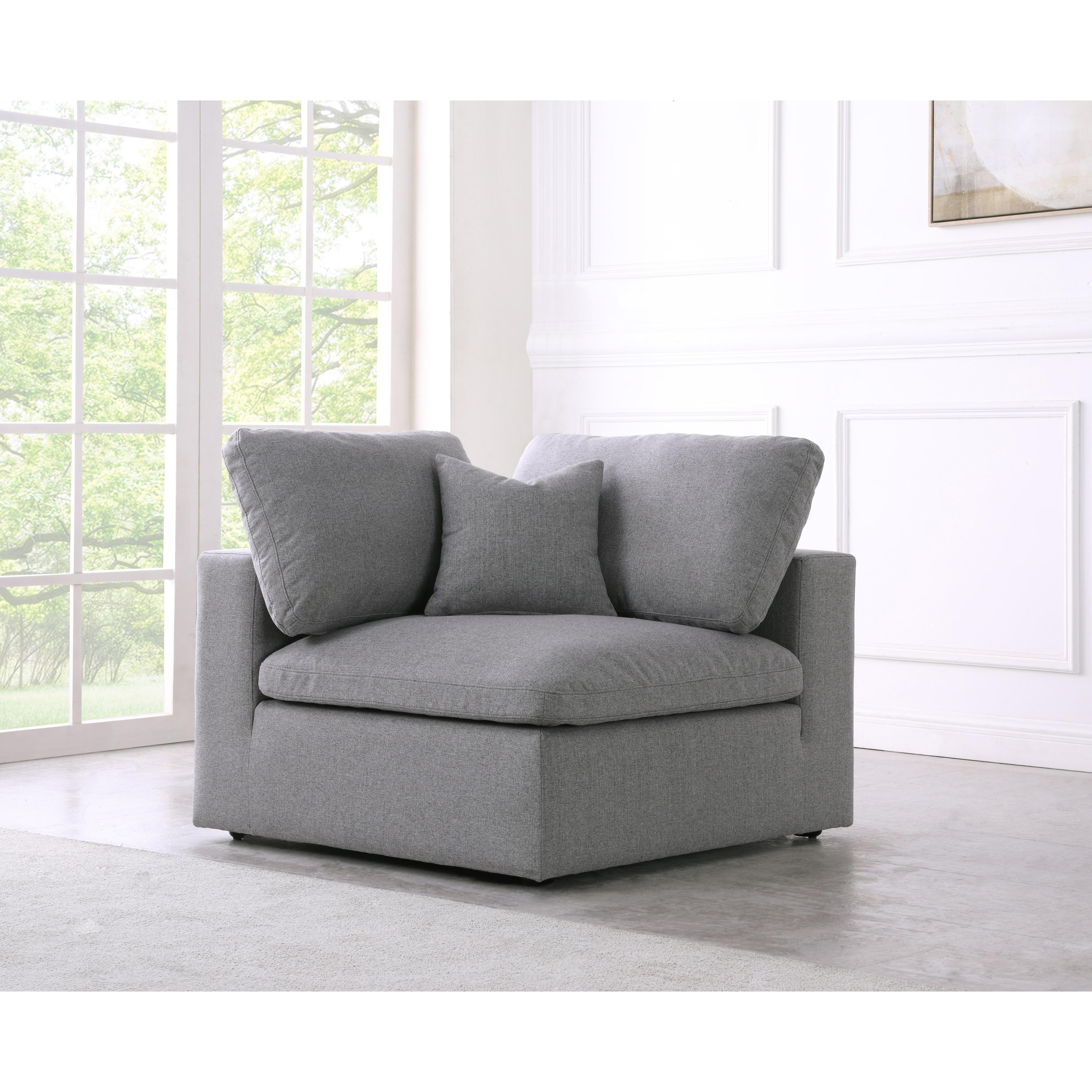 Meridian Serene Grey Linen Textured Fabric Deluxe Comfort Modular Corner Chair