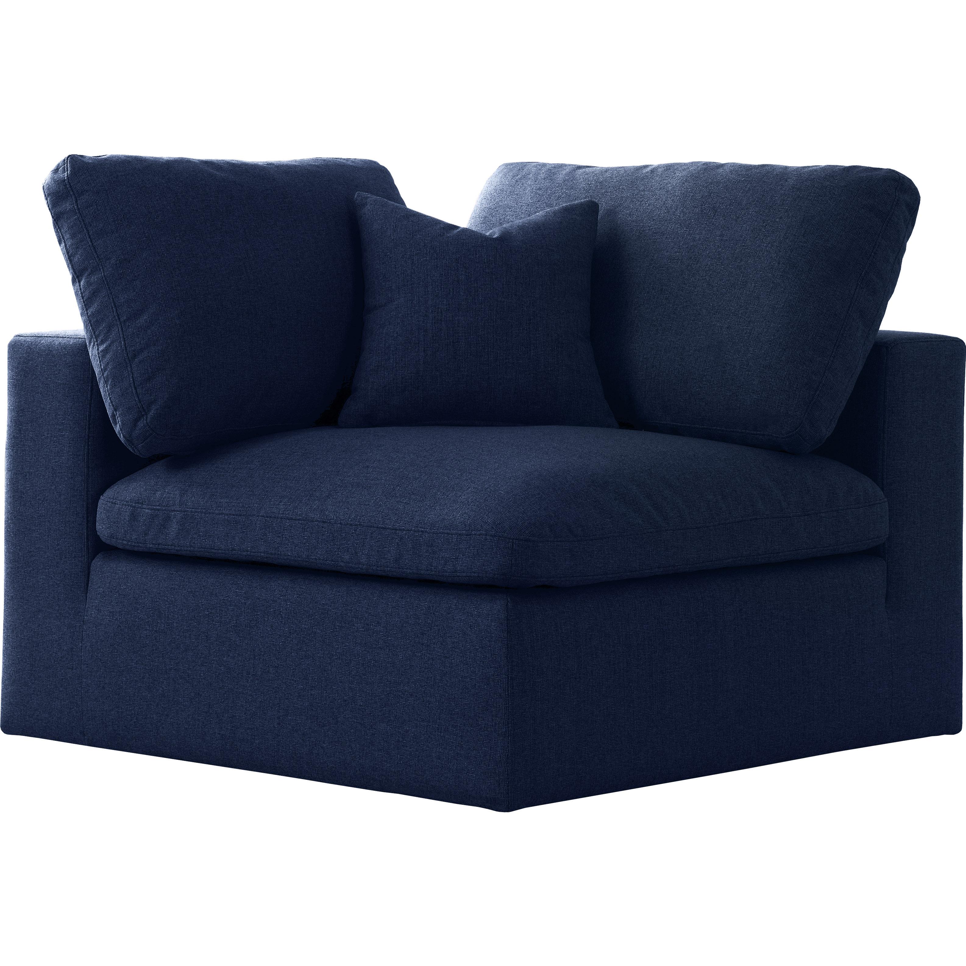 Meridian Serene Navy Linen Textured Fabric Deluxe Comfort Modular Corner Chair