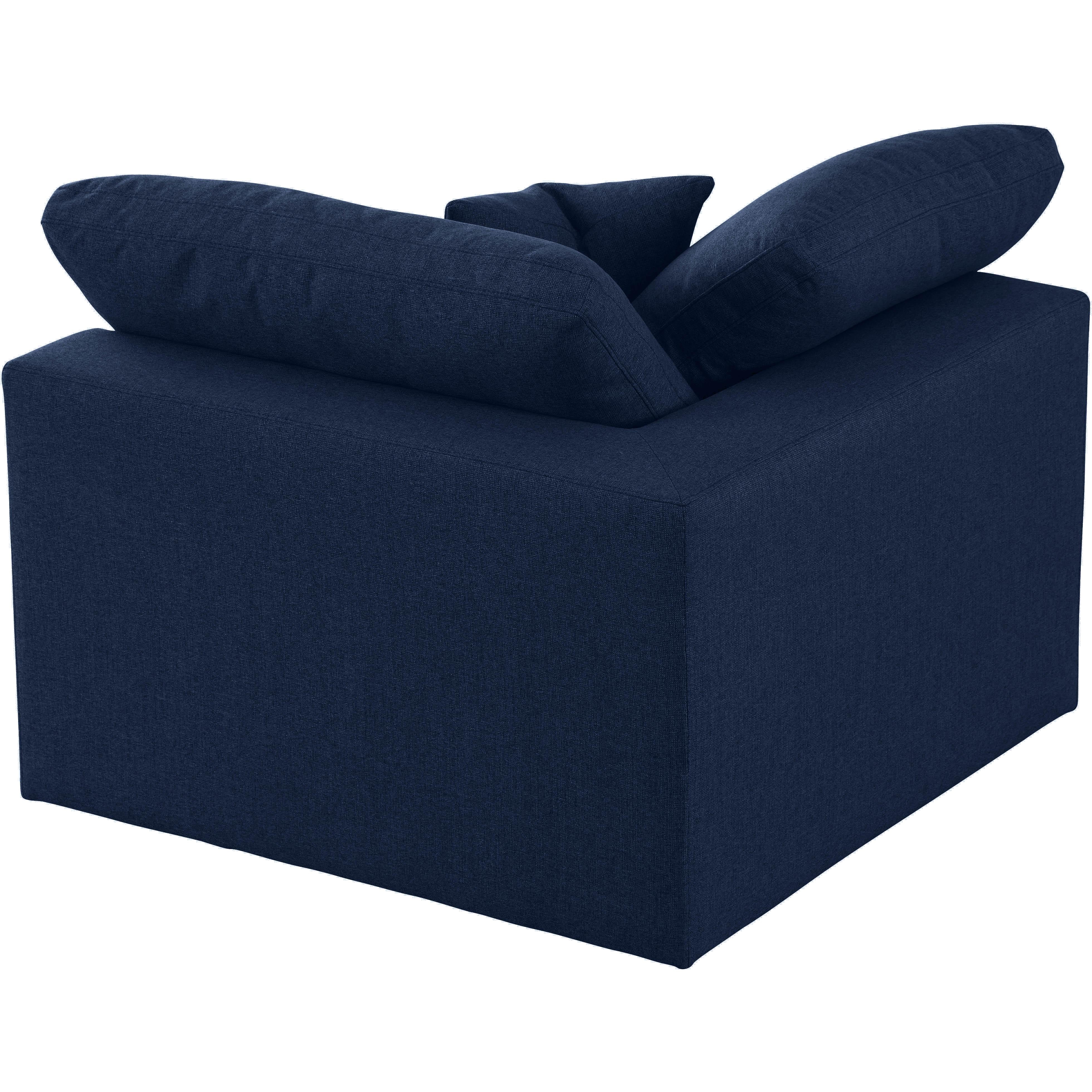 Meridian Serene Navy Linen Textured Fabric Deluxe Comfort Modular Corner Chair