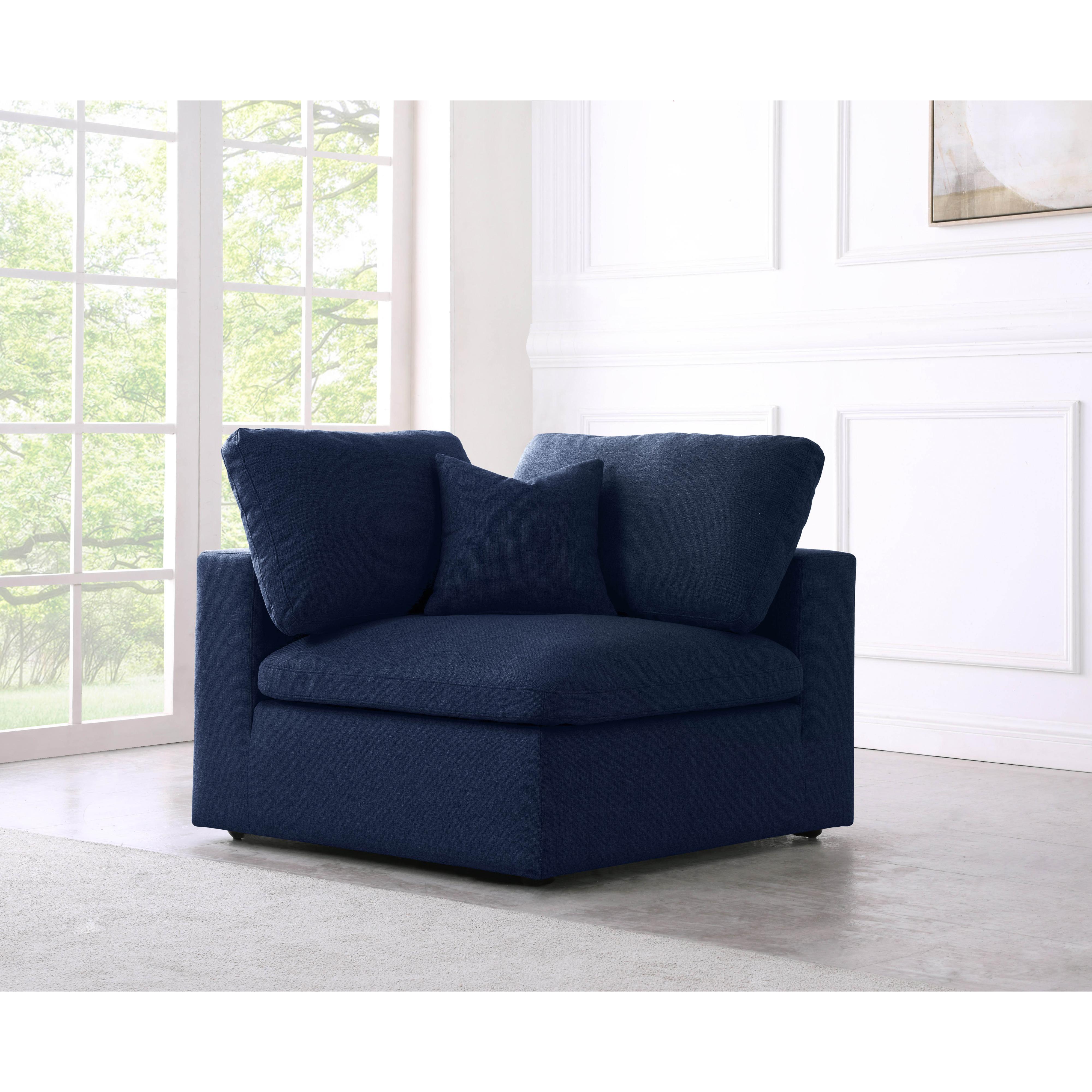 Meridian Serene Navy Linen Textured Fabric Deluxe Comfort Modular Corner Chair