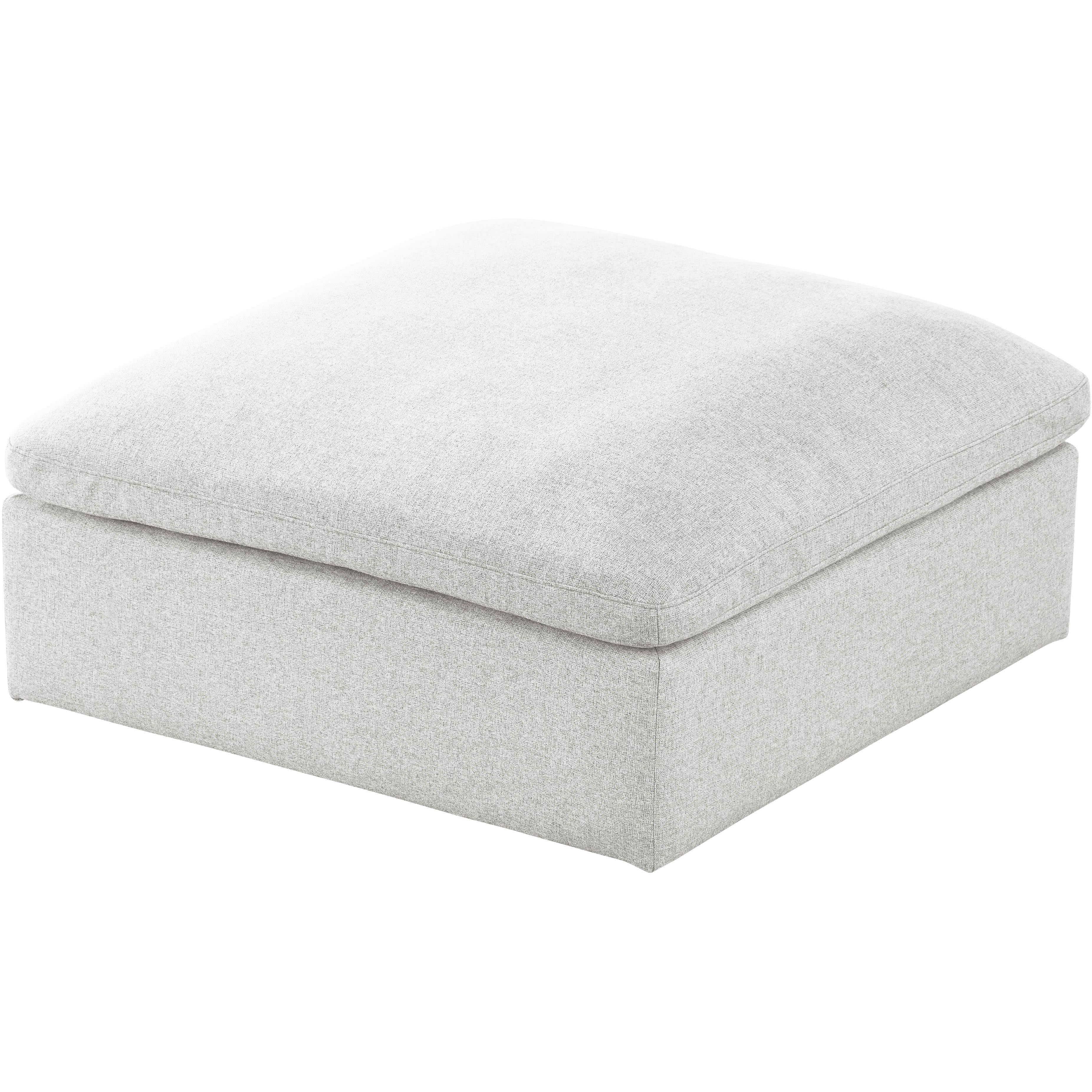 Meridian Serene Cream Linen Textured Fabric Deluxe Comfort Modular Ottoman