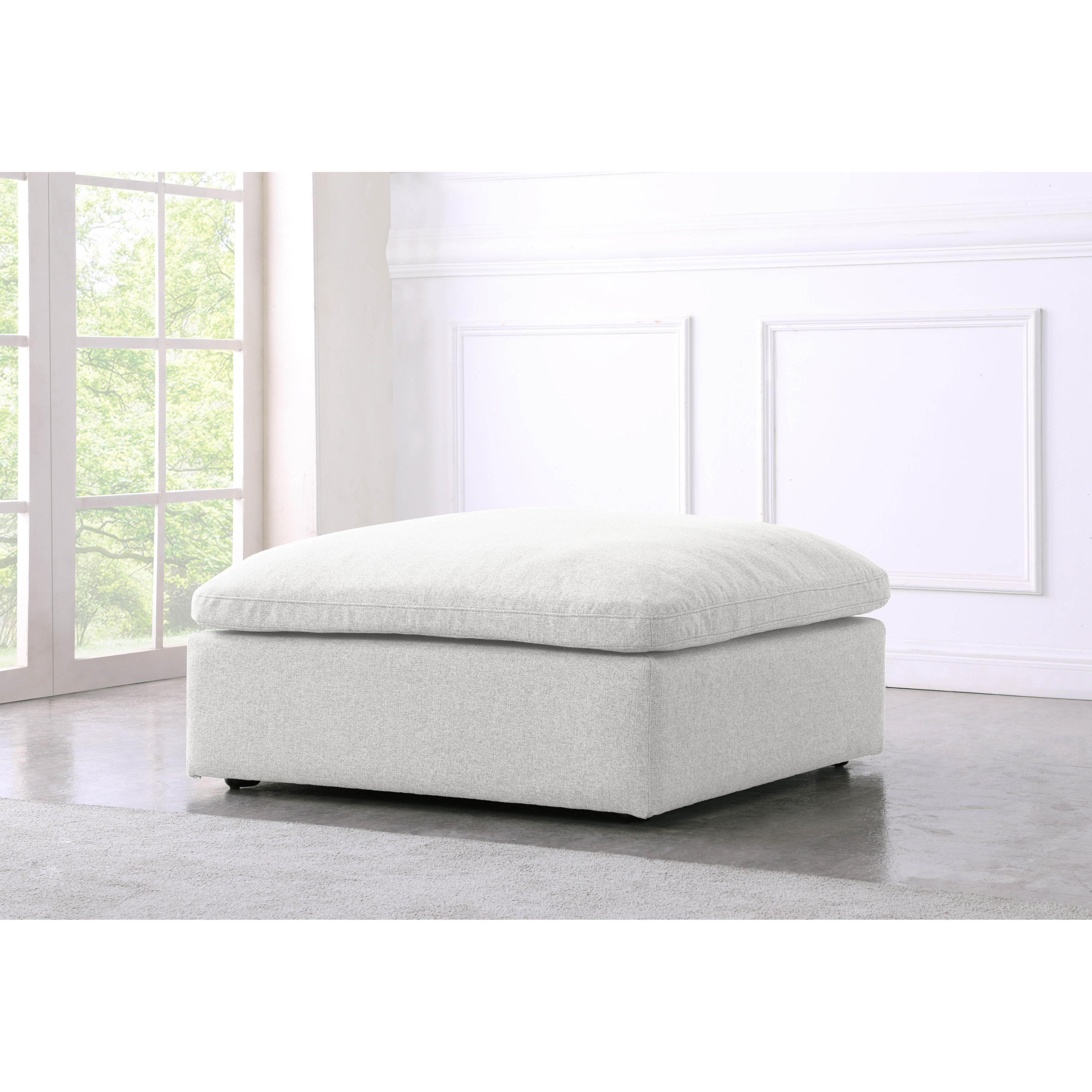 Meridian Serene Cream Linen Textured Fabric Deluxe Comfort Modular Ottoman