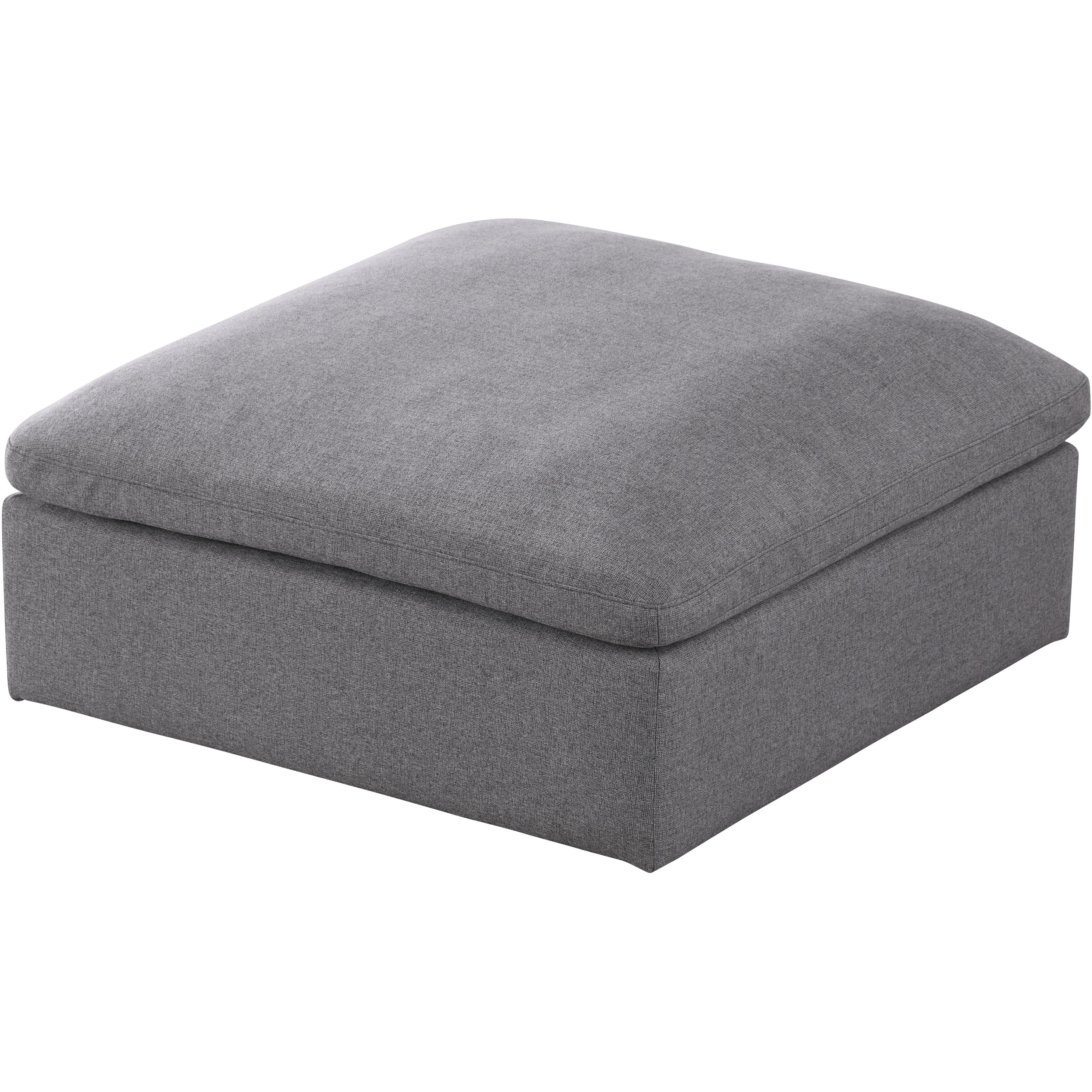 Meridian Serene Grey Linen Textured Fabric Deluxe Comfort Modular Ottoman