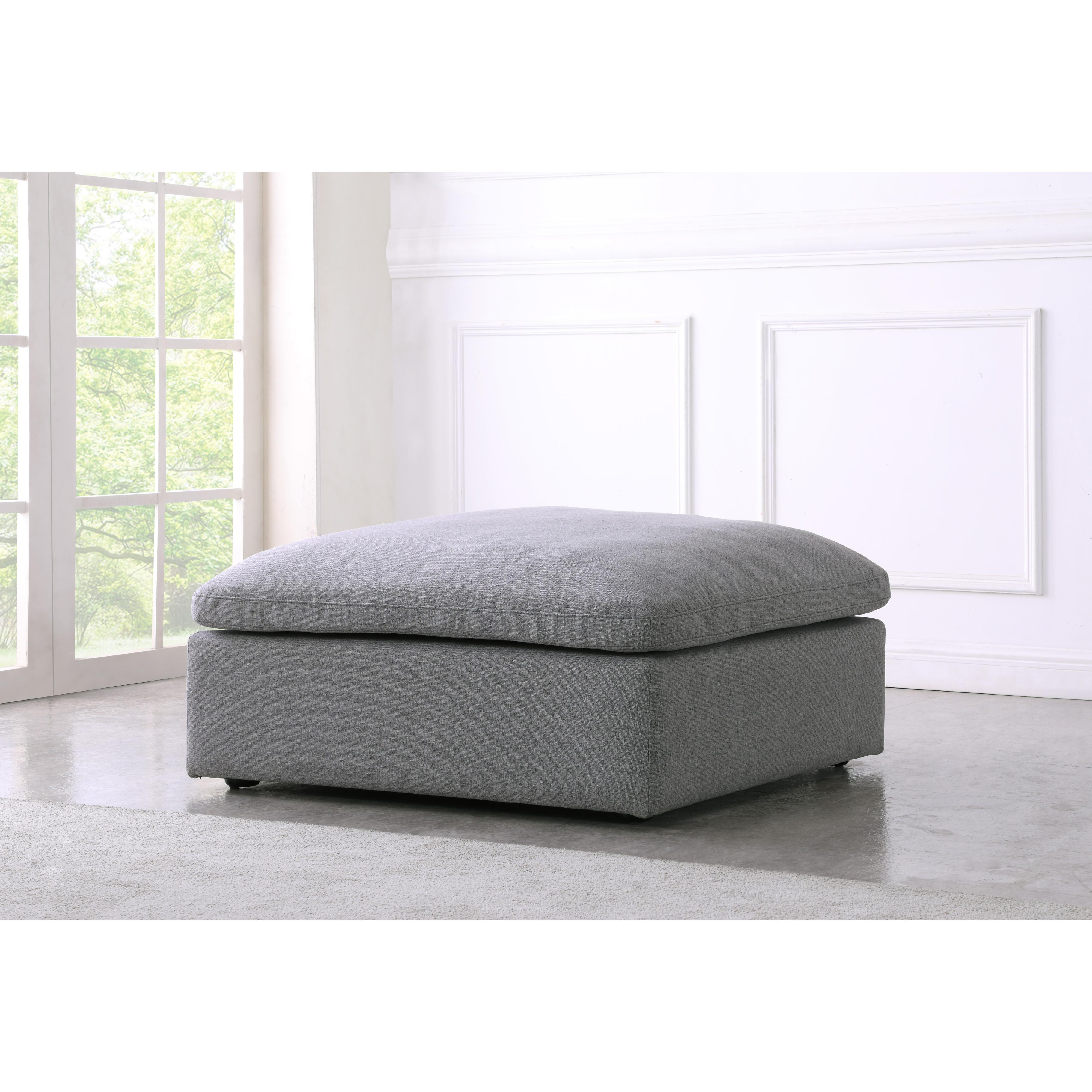 Meridian Serene Grey Linen Textured Fabric Deluxe Comfort Modular Ottoman