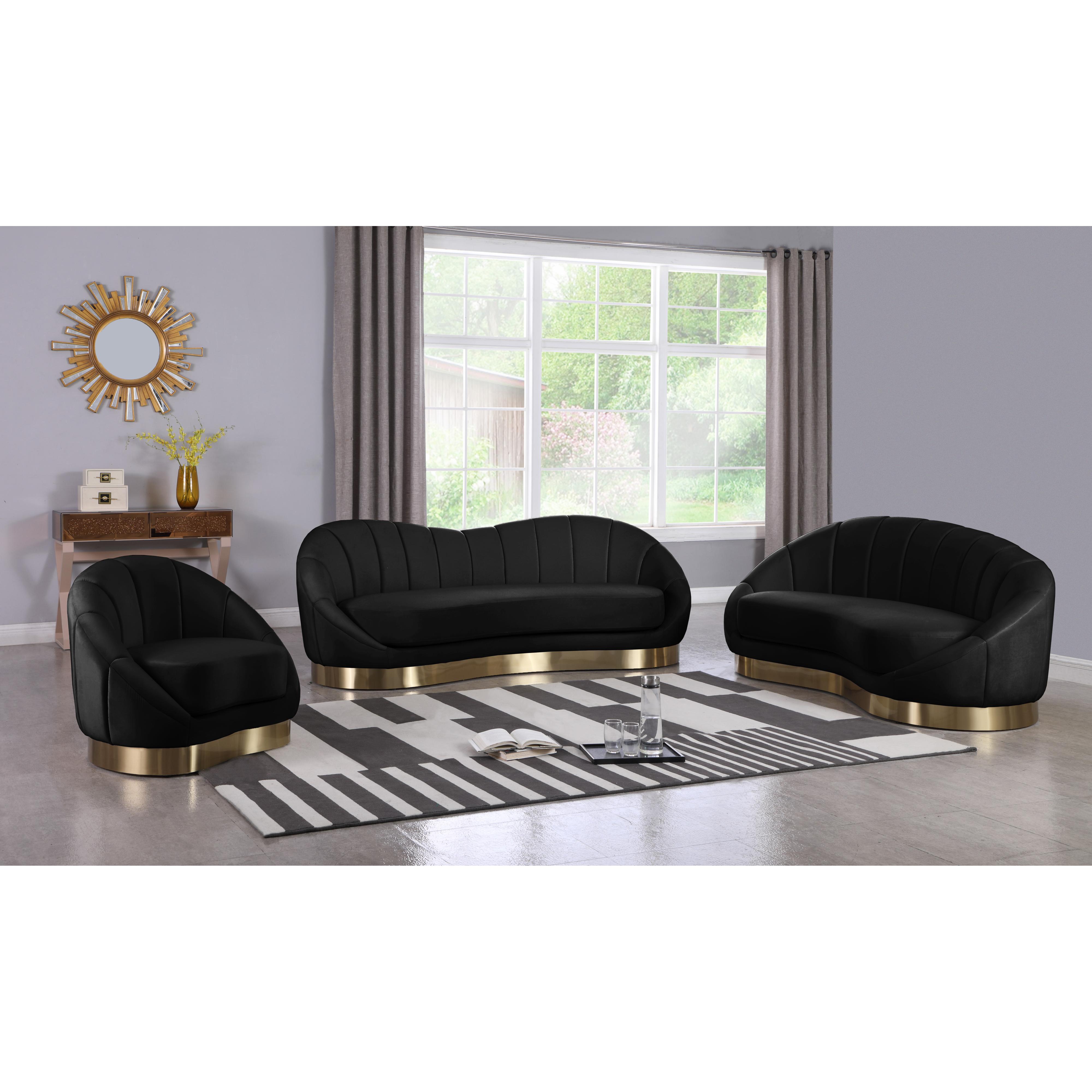 Meridian Shelly Black Velvet Chair