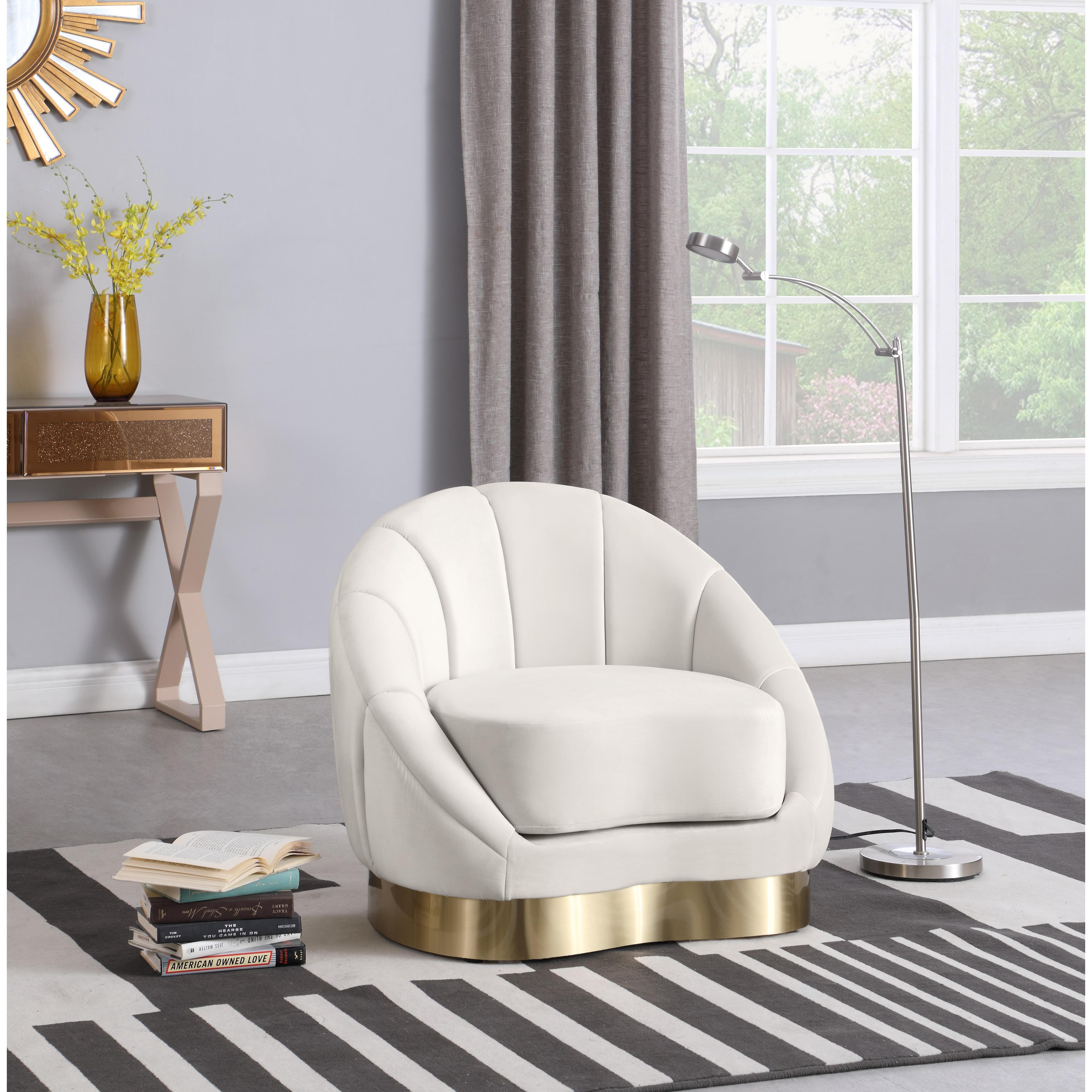 Meridian Shelly Cream Velvet Chair