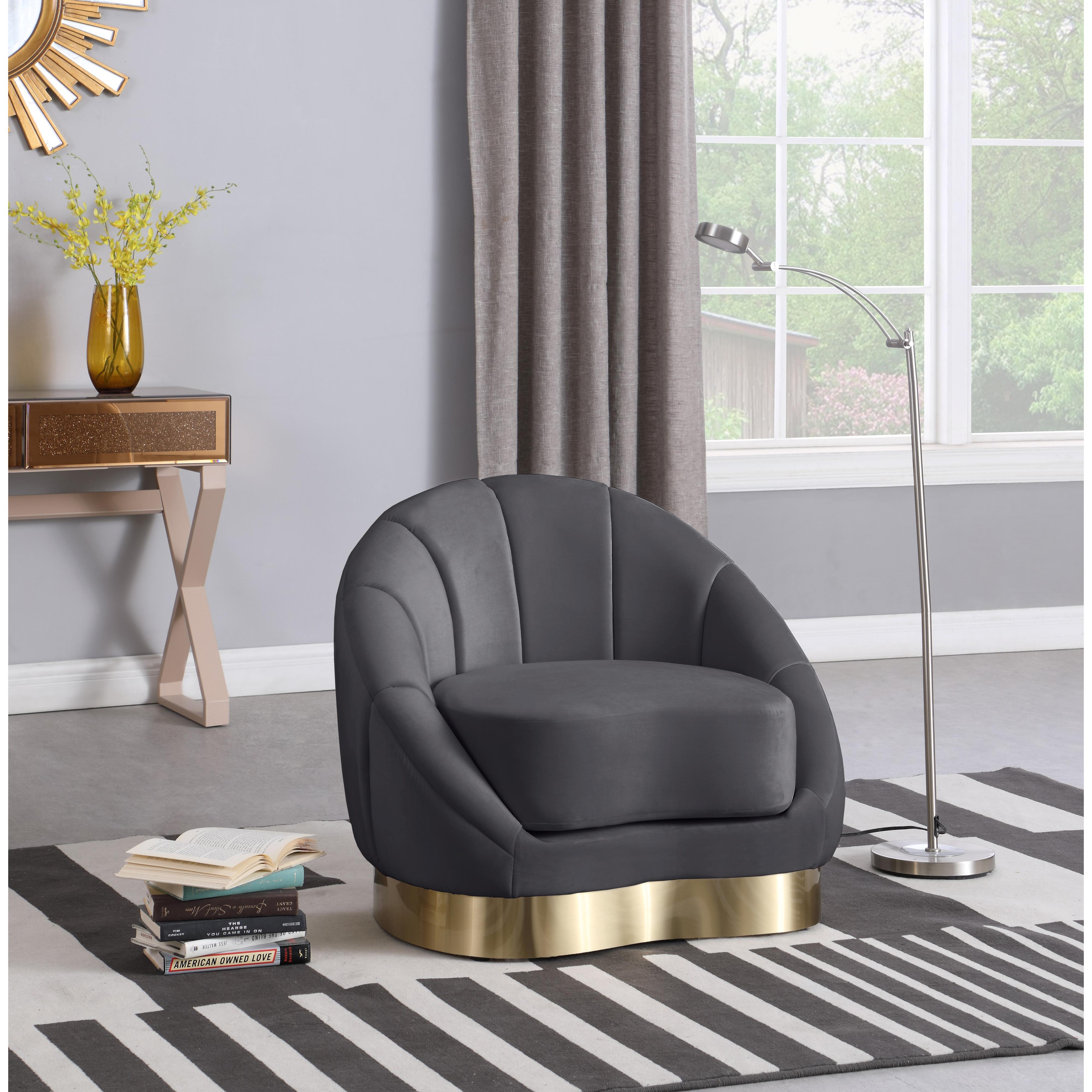 Meridian Shelly Grey Velvet Chair