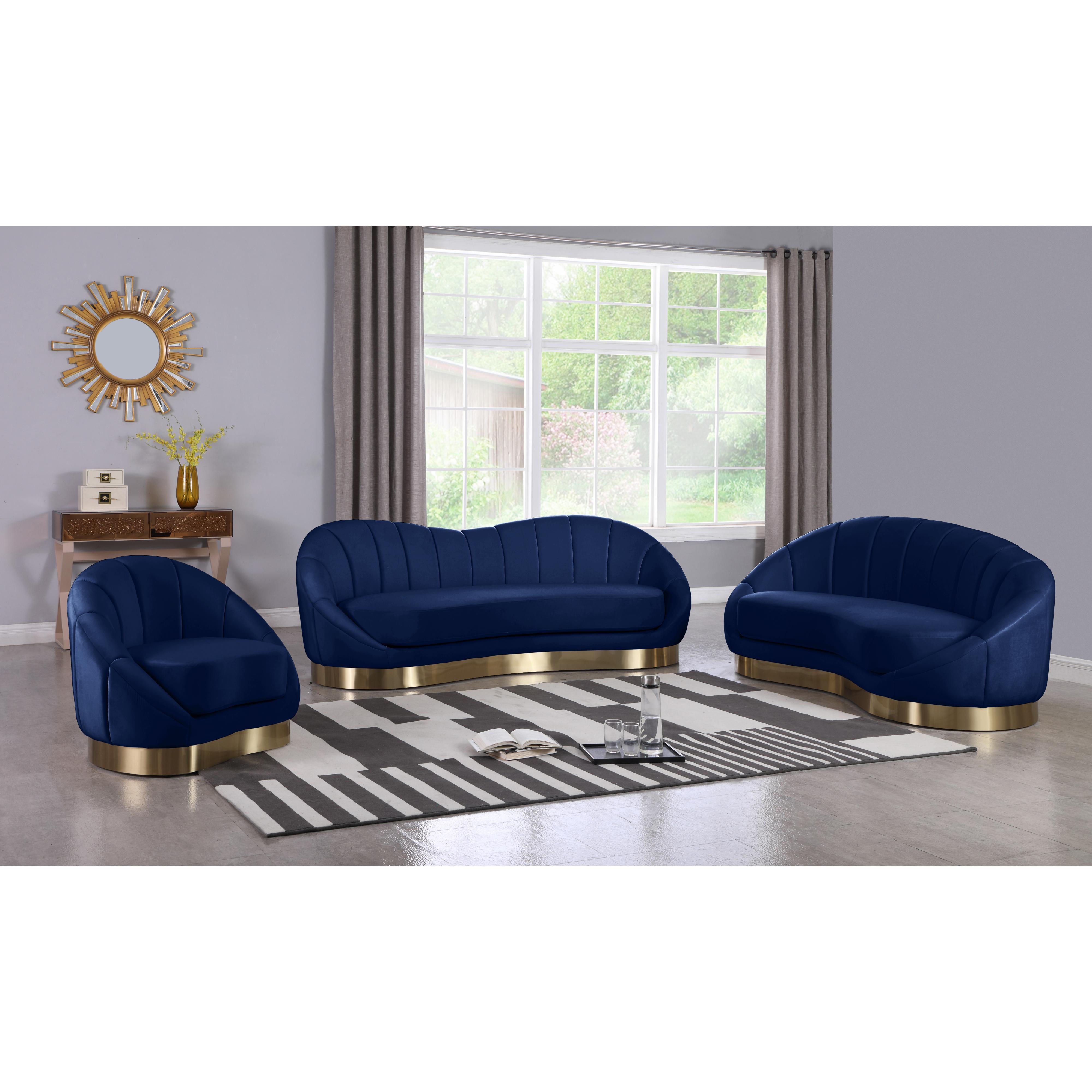 Meridian Shelly Navy Velvet Chair