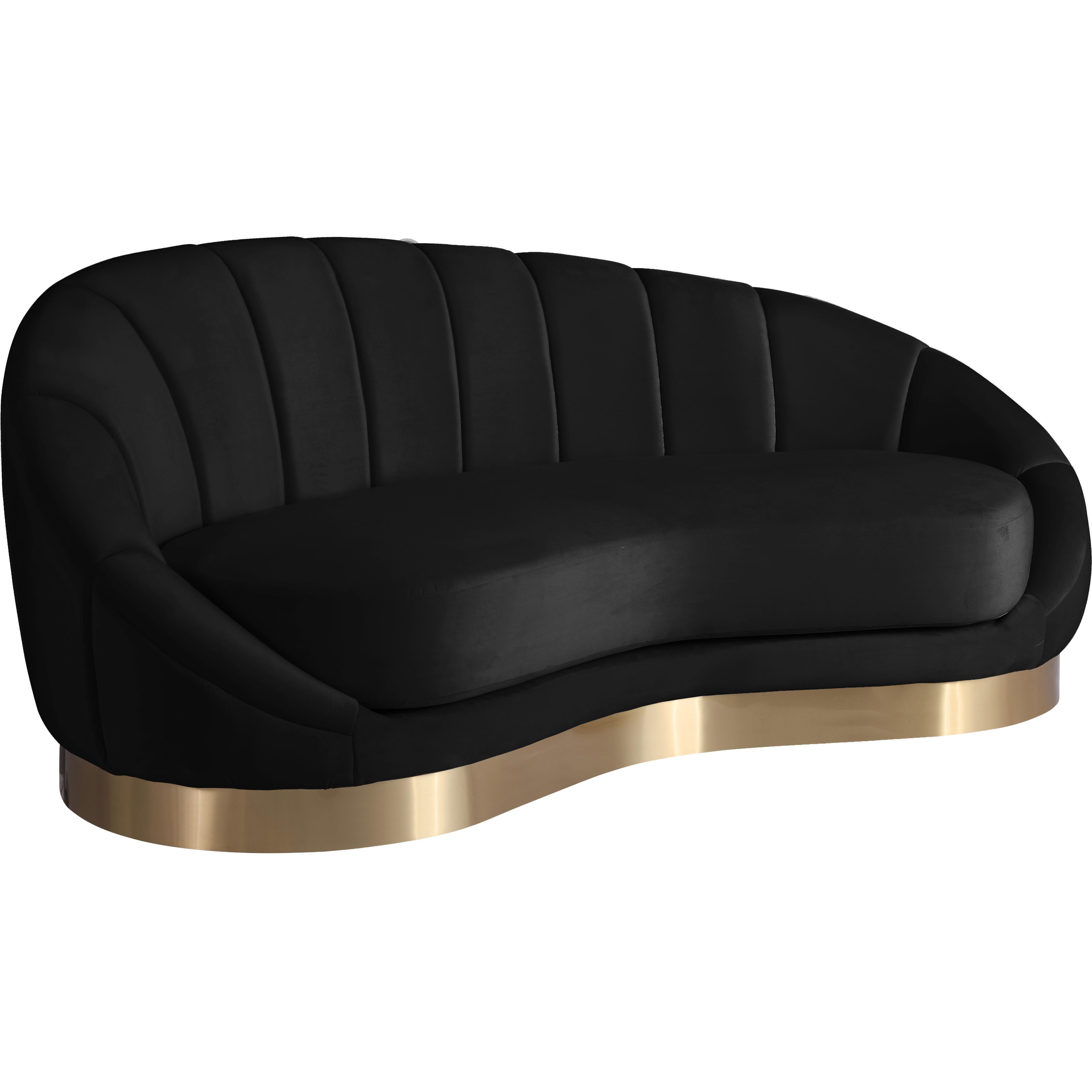 Meridian Shelly Black Velvet Chaise