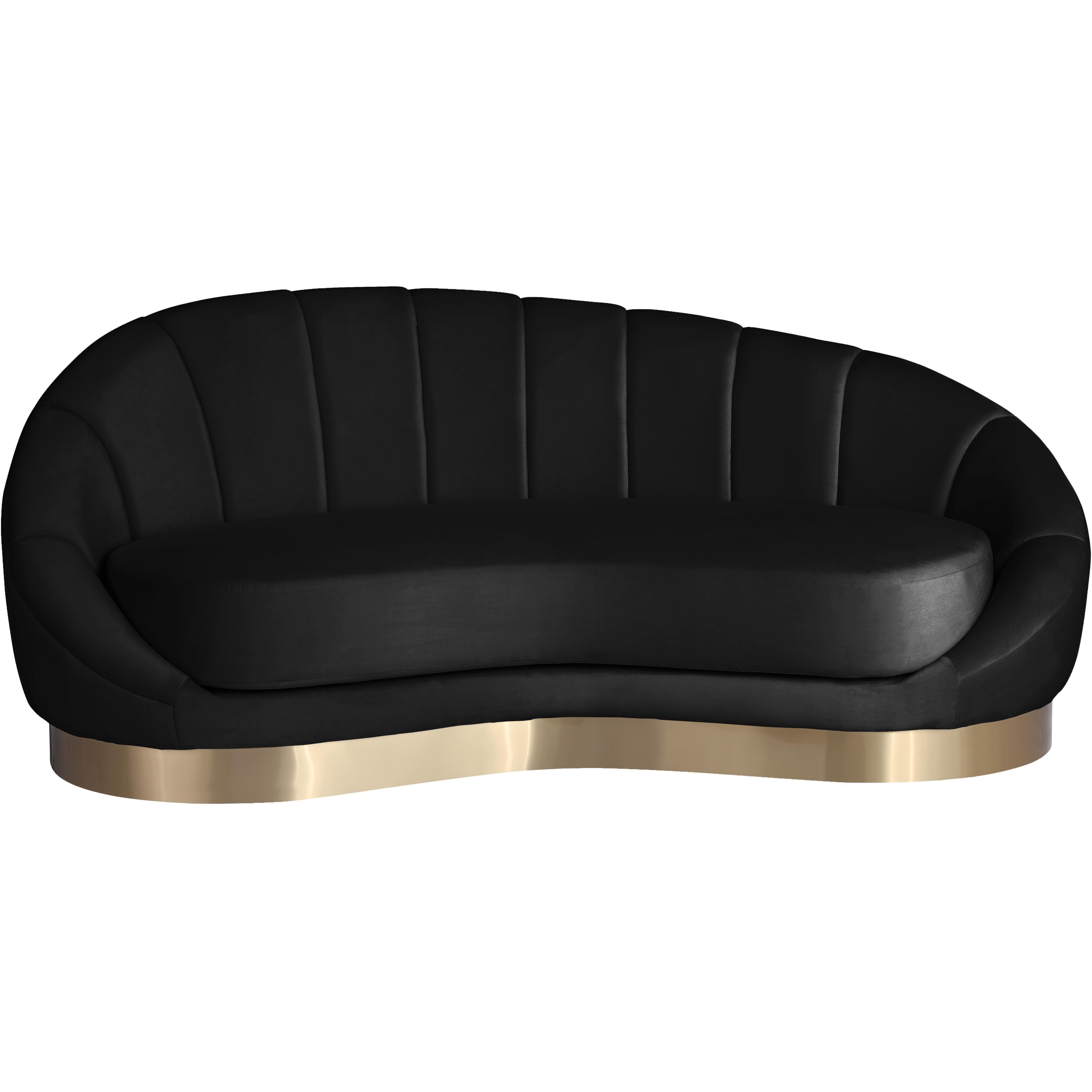 Meridian Shelly Black Velvet Chaise