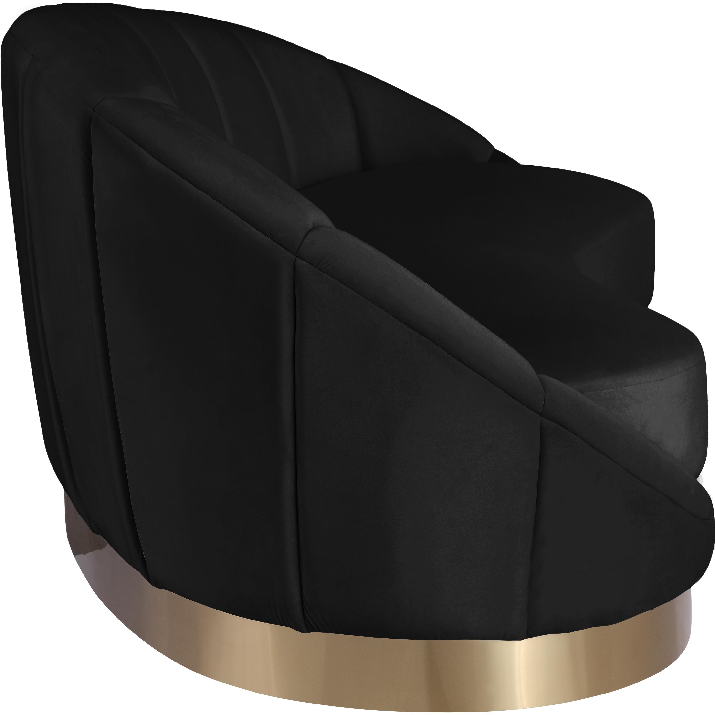 Meridian Shelly Black Velvet Chaise