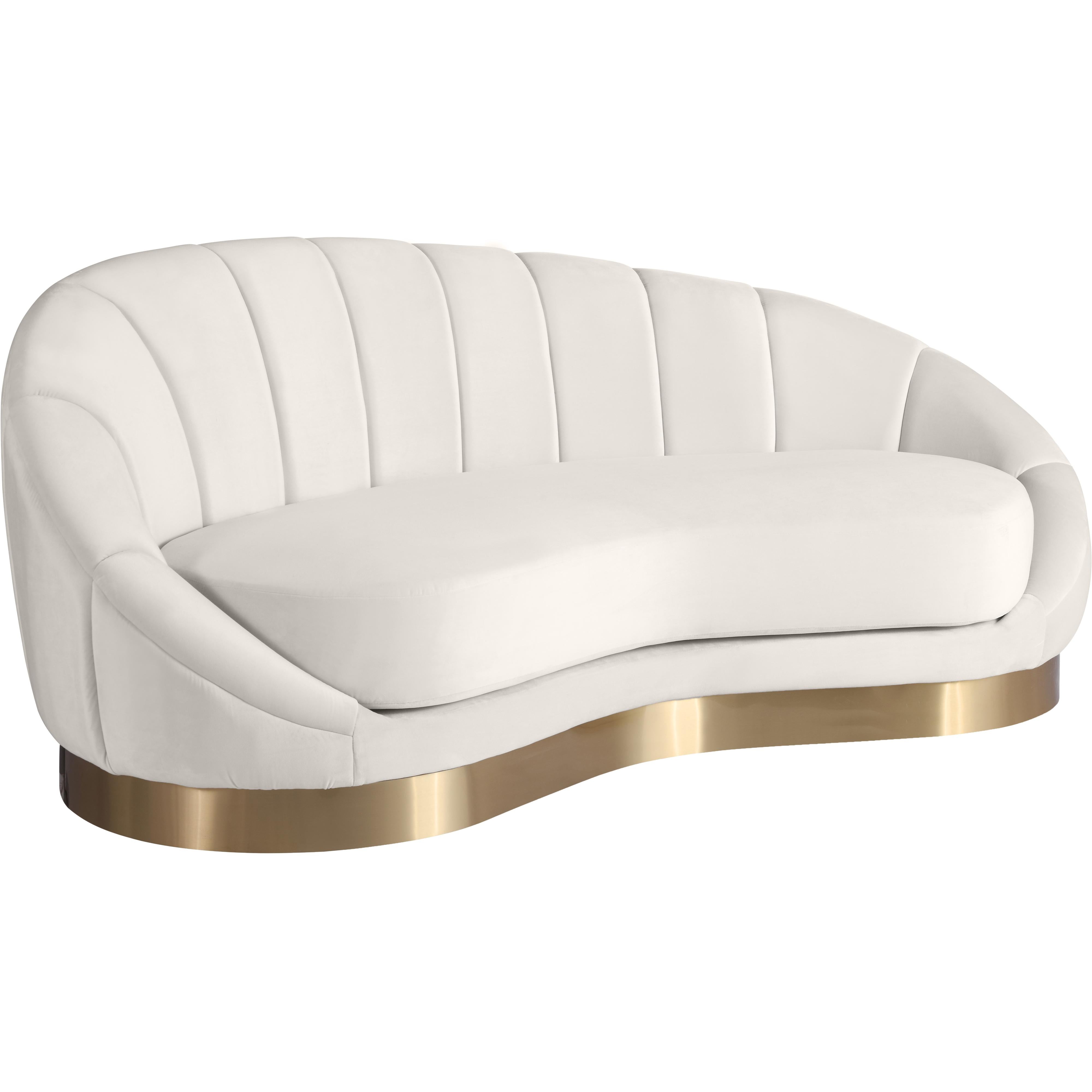 Meridian Shelly Cream Velvet Chaise