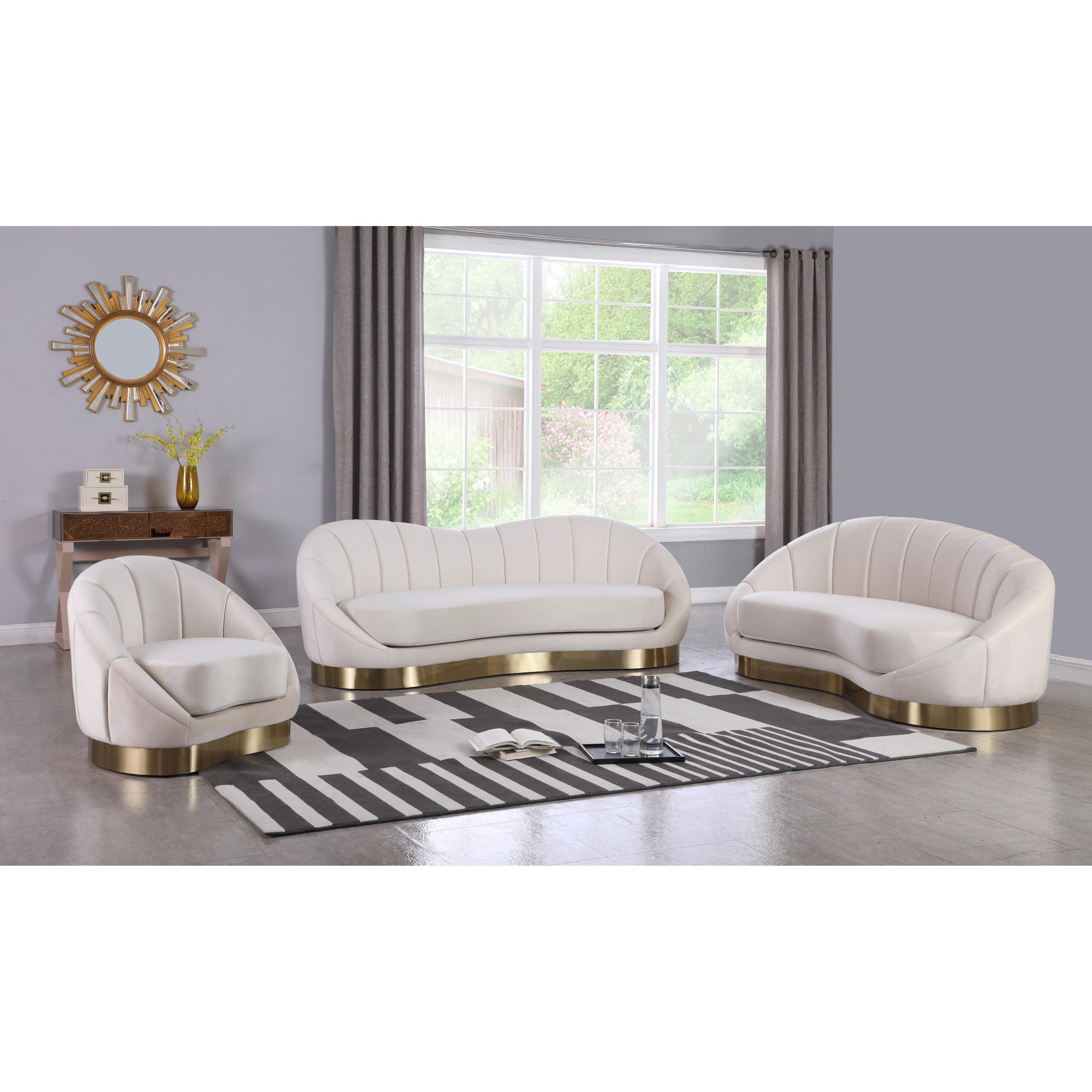 Meridian Shelly Cream Velvet Chaise