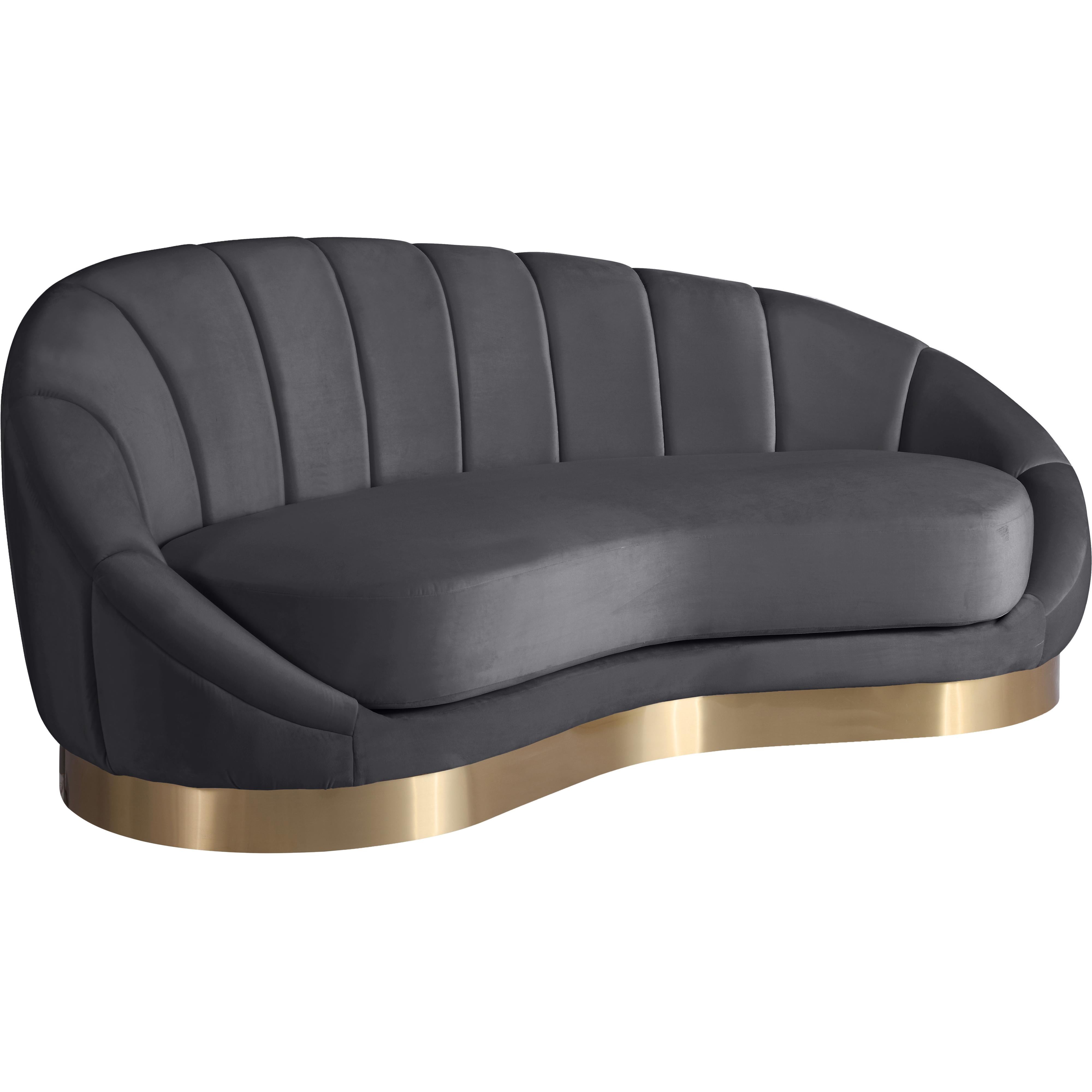 Meridian Shelly Grey Velvet Chaise