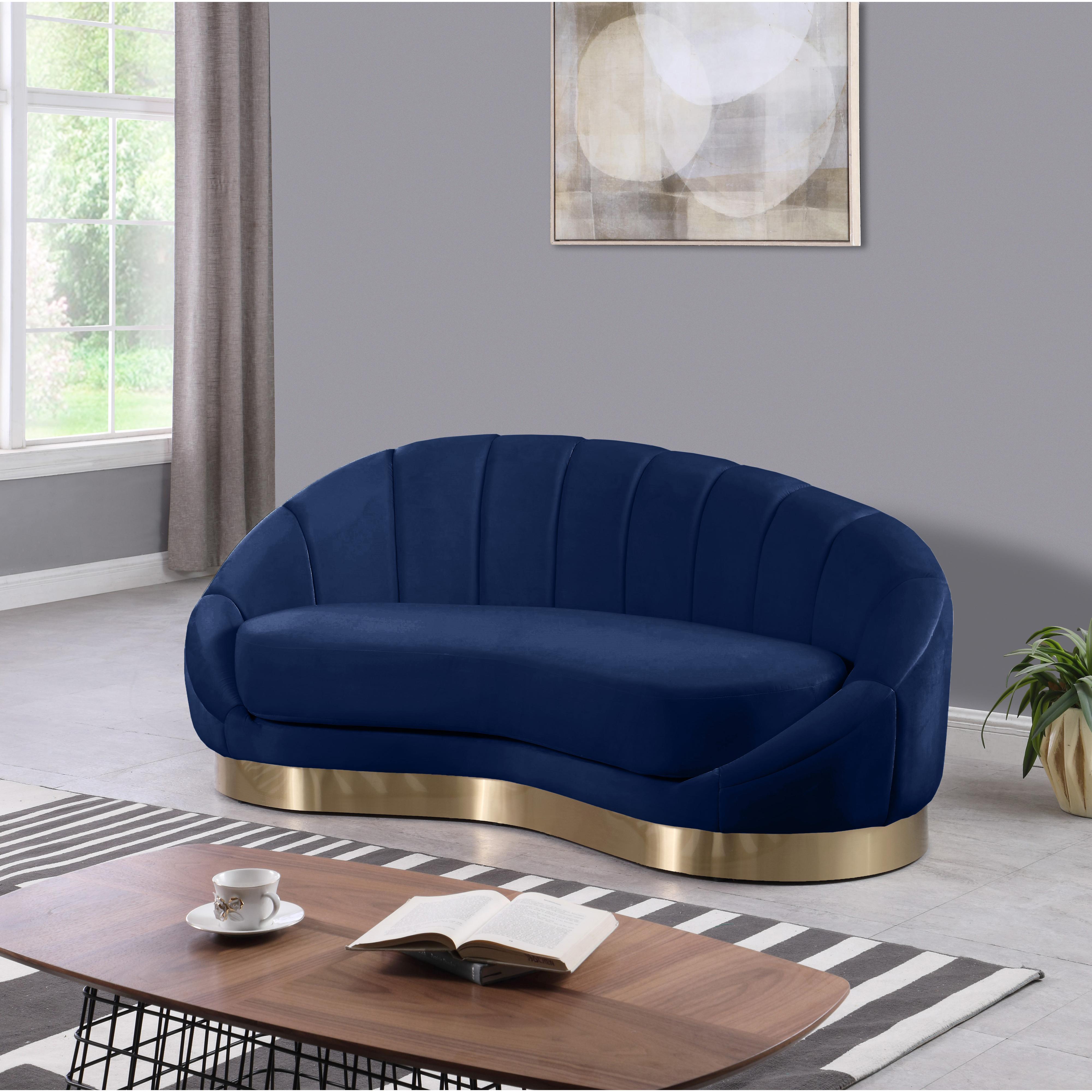 Meridian Shelly Navy Velvet Chaise