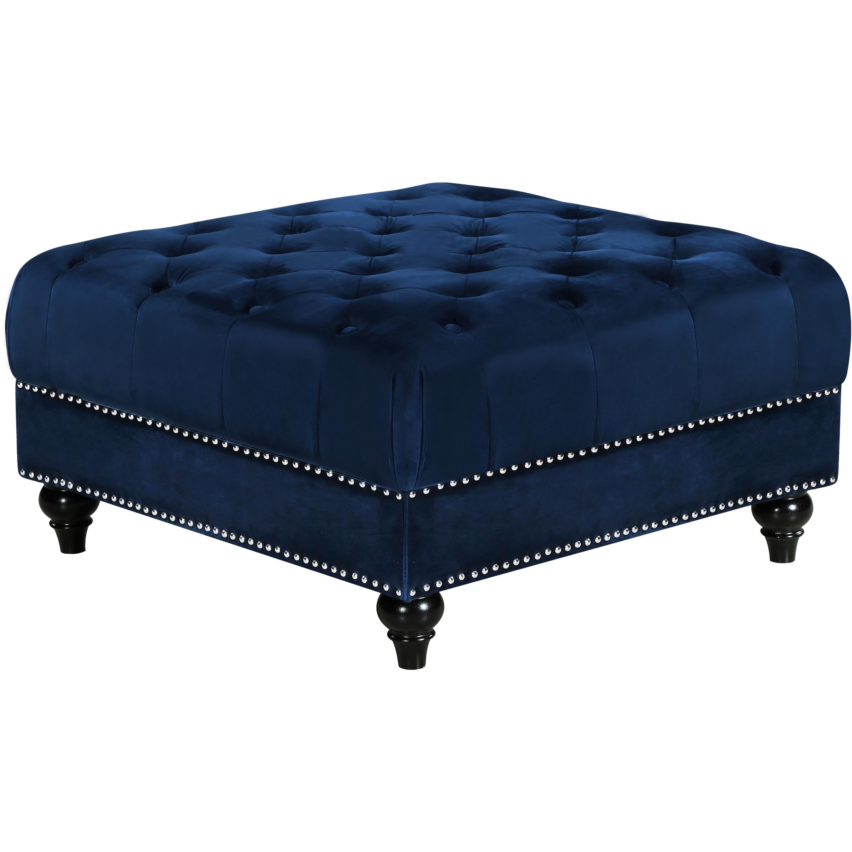 Meridian Sabrina Navy Velvet Ottoman