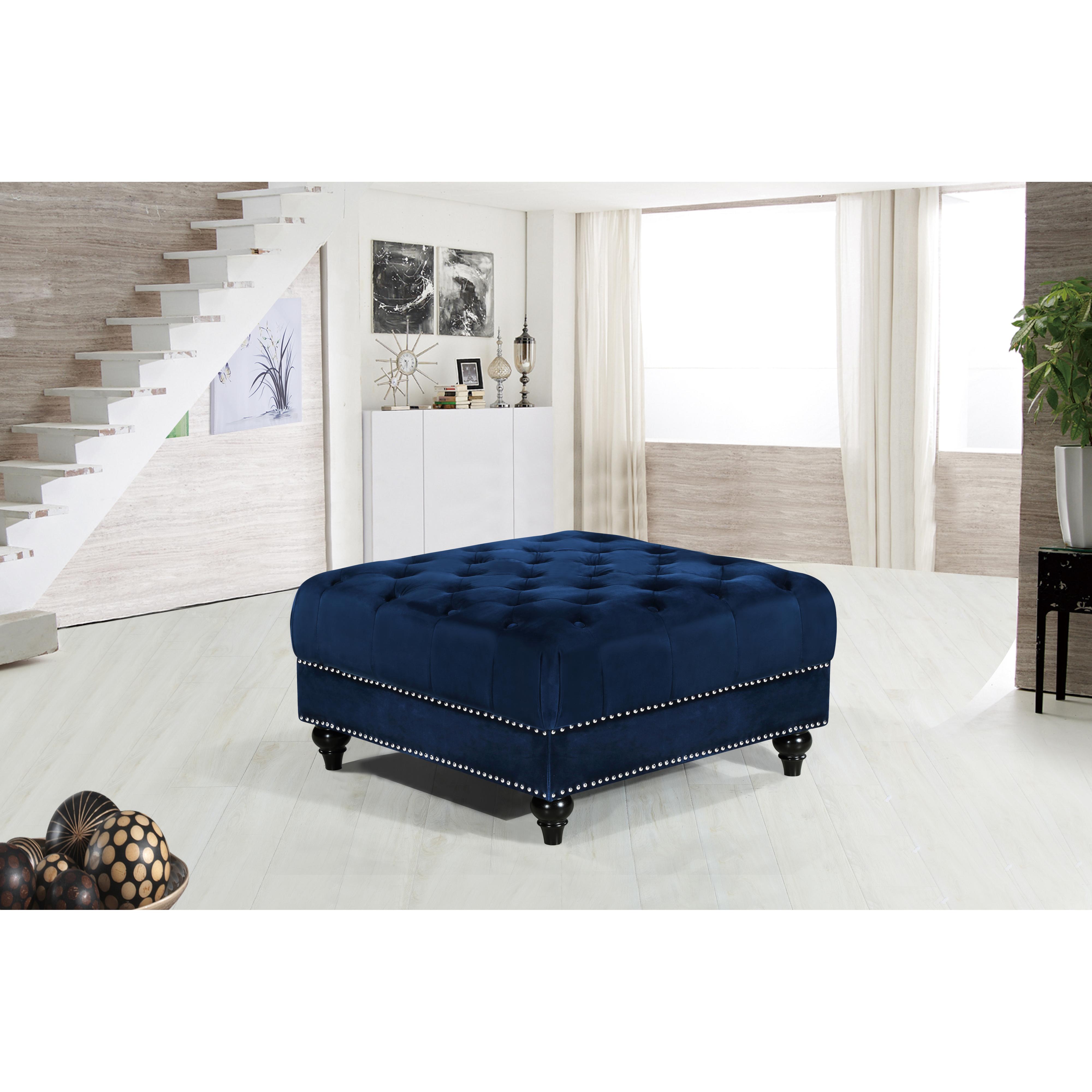 Meridian Sabrina Navy Velvet Ottoman