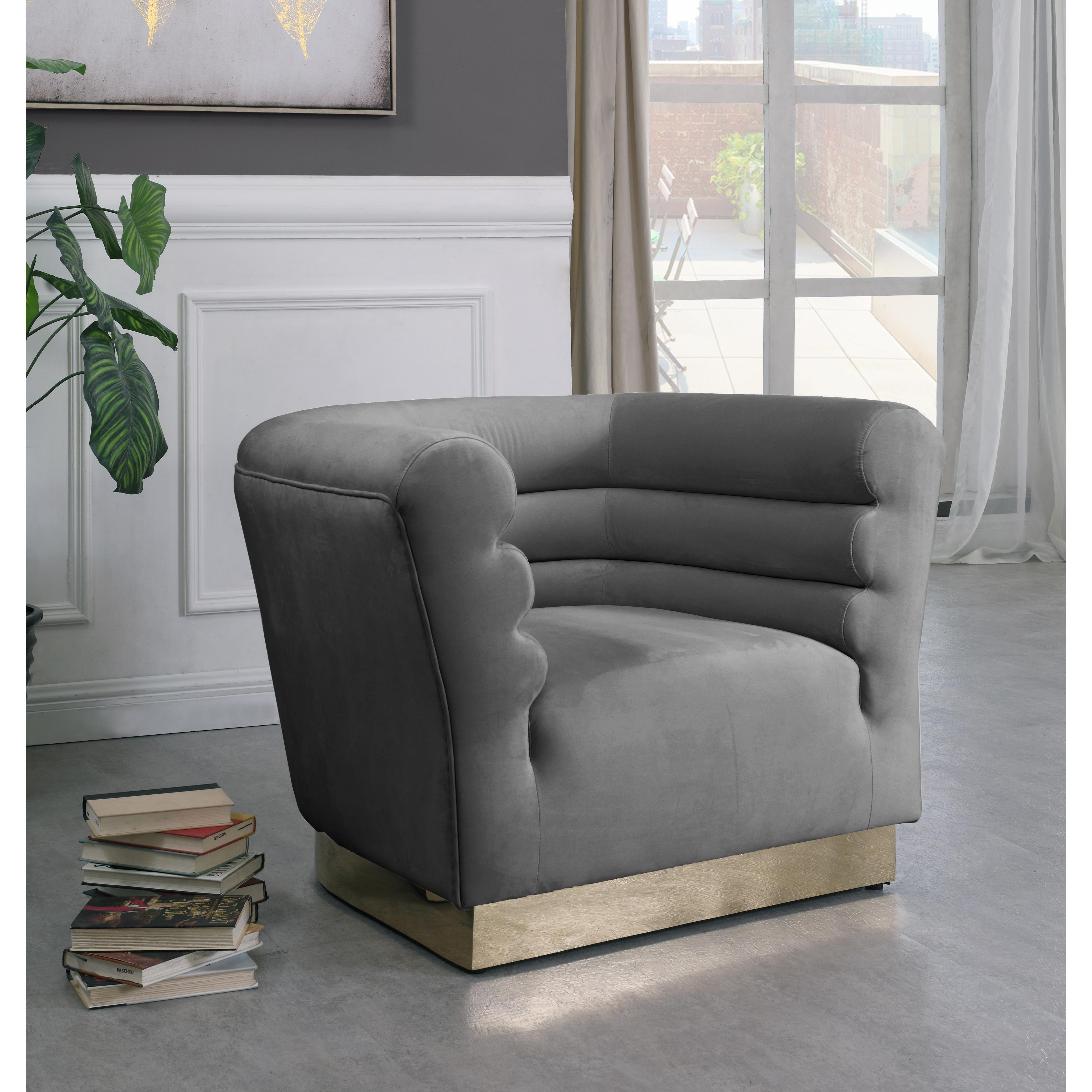 Meridian Bellini Grey Velvet Chair