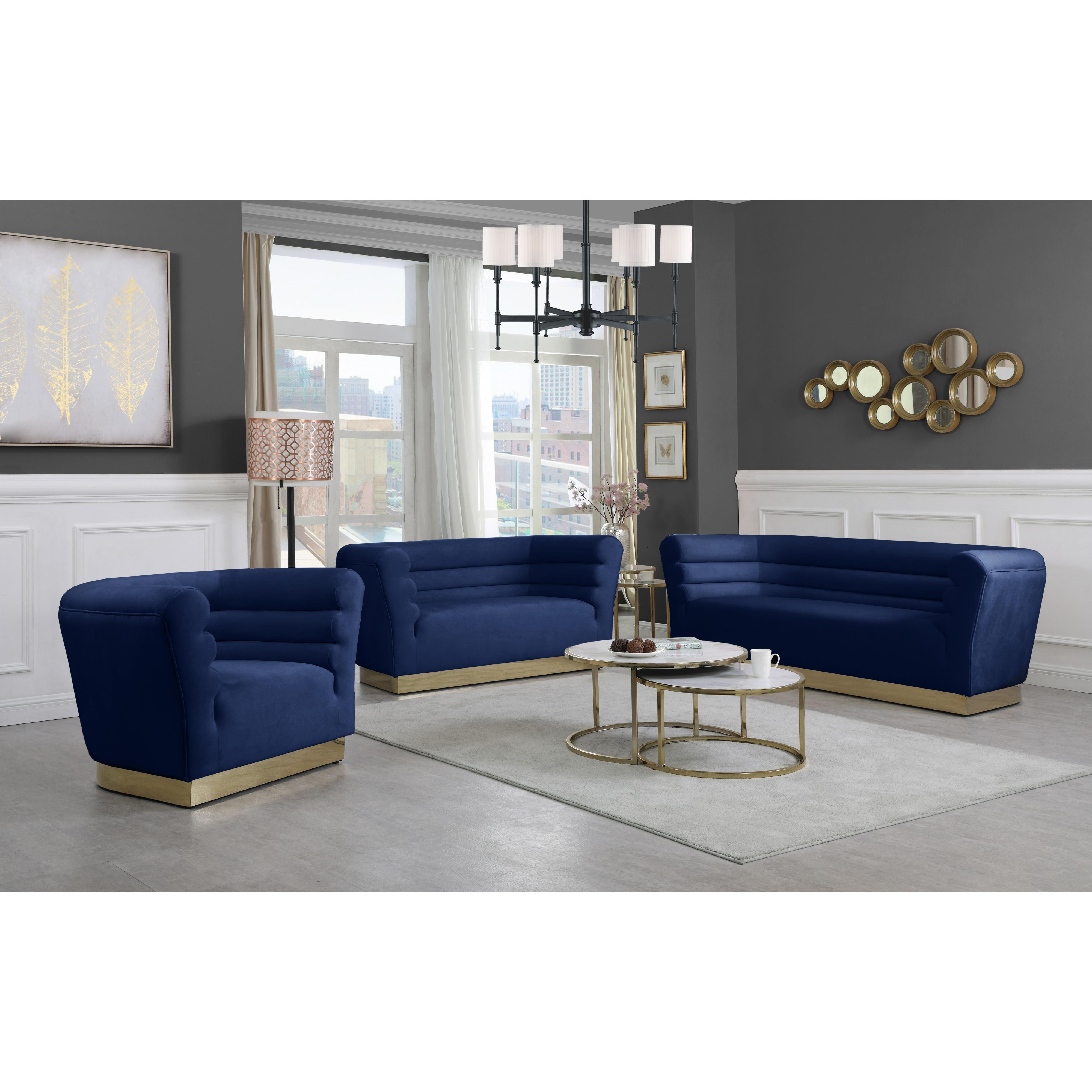 Meridian Bellini Navy Velvet Chair