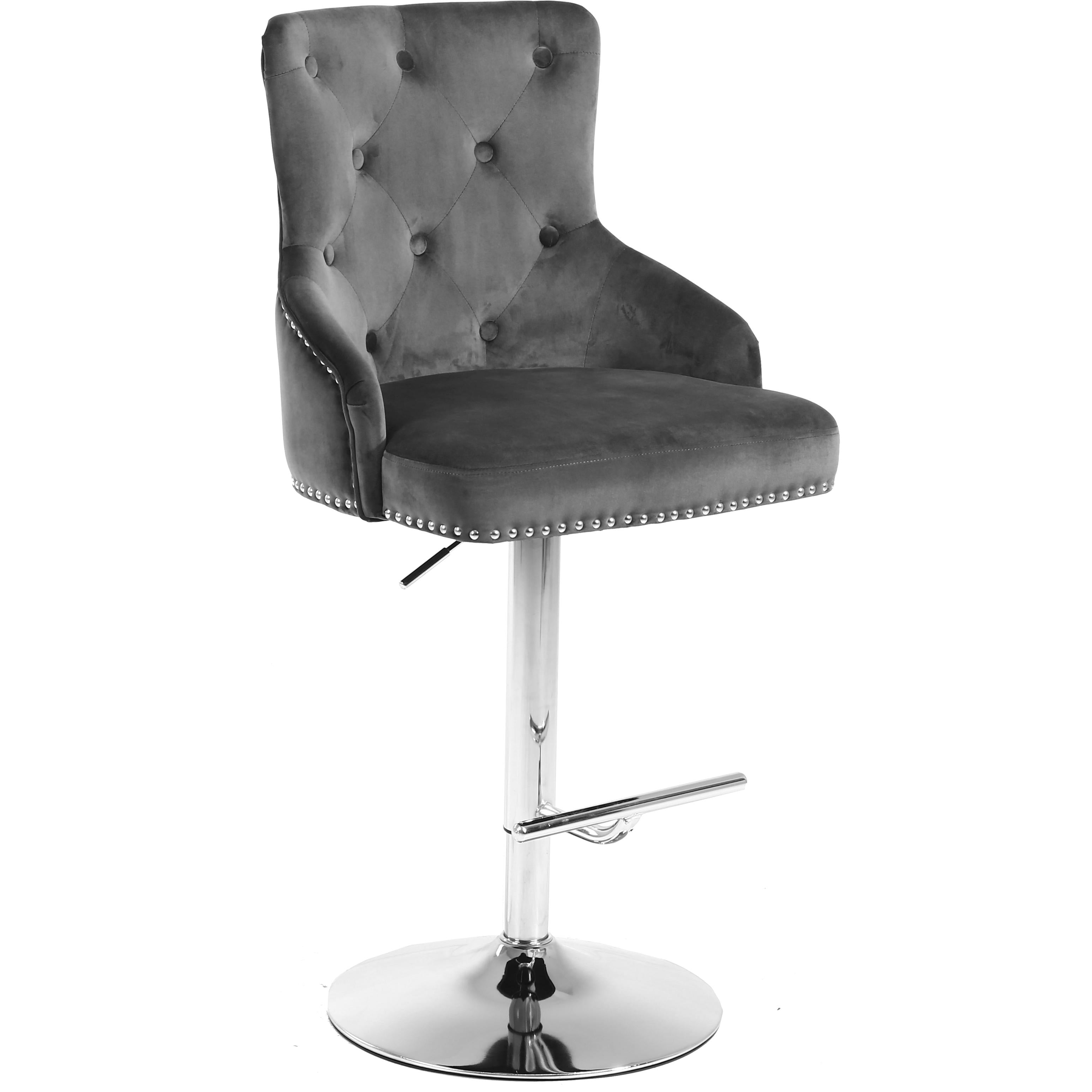 Meridian Claude Grey Velvet Adjustable Stool